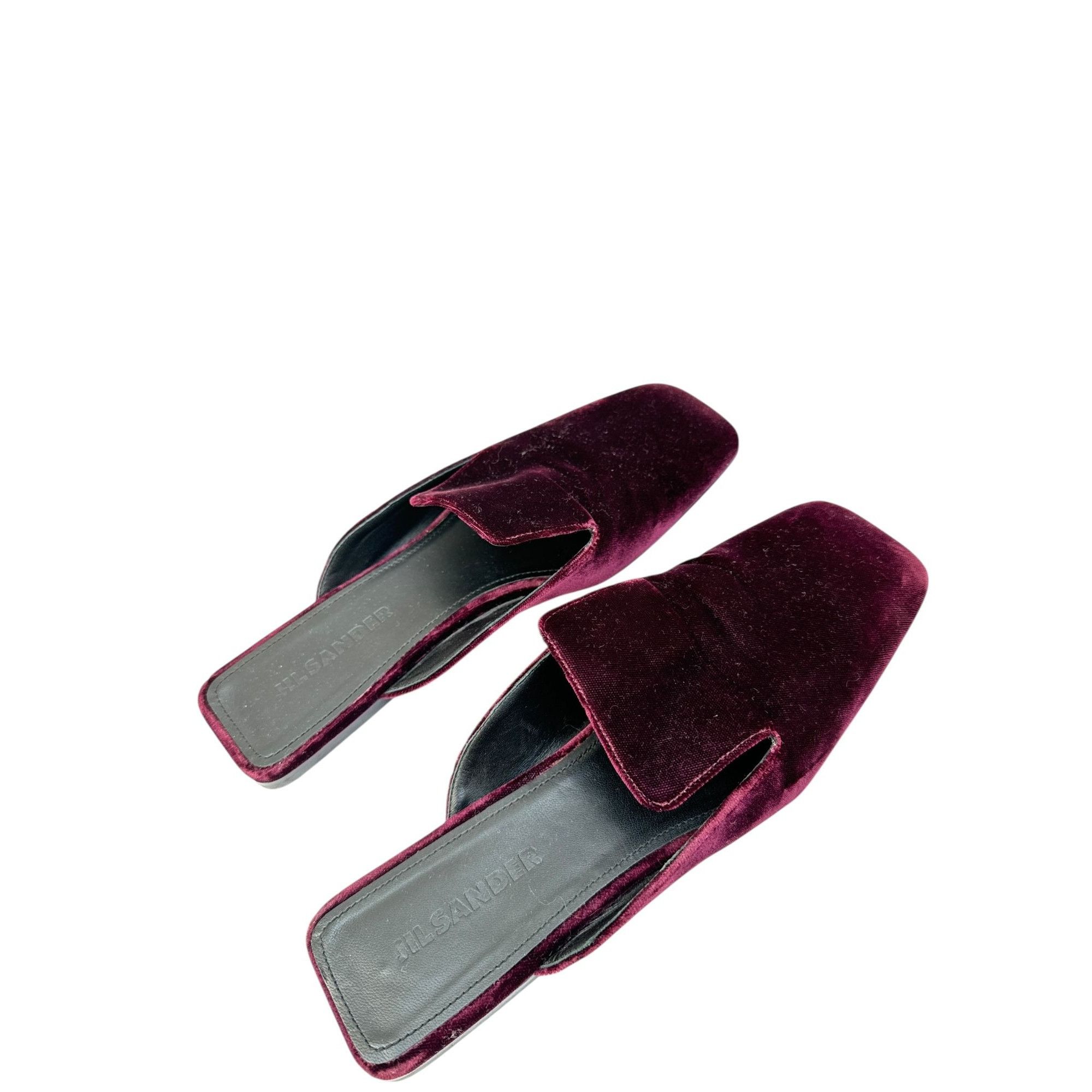 Jil Sander Burgundy Velvet Mules Size US 8 / IT 38 - 2 Thumbnail