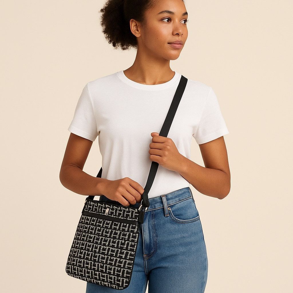 Tommy Hilfiger Tommy Hilfiger Black Monogram Logo Crossbody Bag Adjustable Size ONE SIZE - 1 Thumbnail