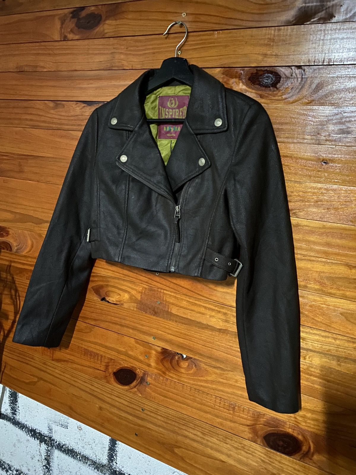 Vintage GGPX Inspired Cropped Faux Leather Biker Jacket | Women’s Size S / US 4 / IT 40 - 4 Thumbnail