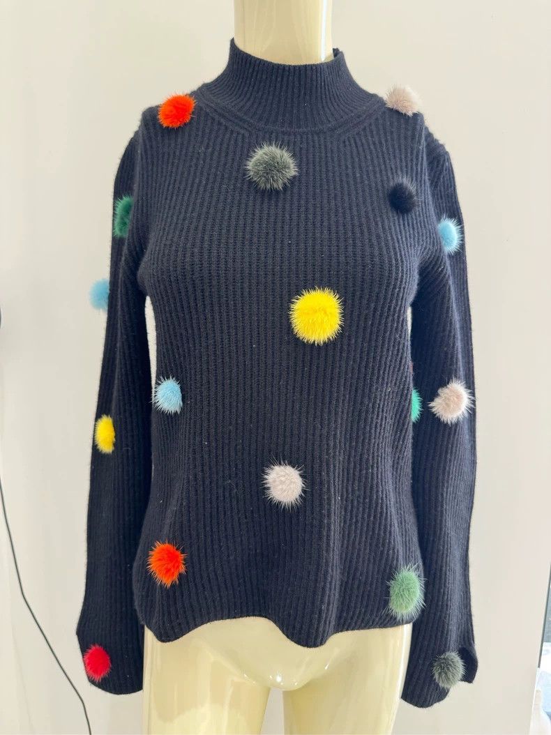 Fendi FENDI Cashmere Sweater W/ Fur Pom-poms - dmc Size US S / EU 44-46 / 1 - 1 Thumbnail