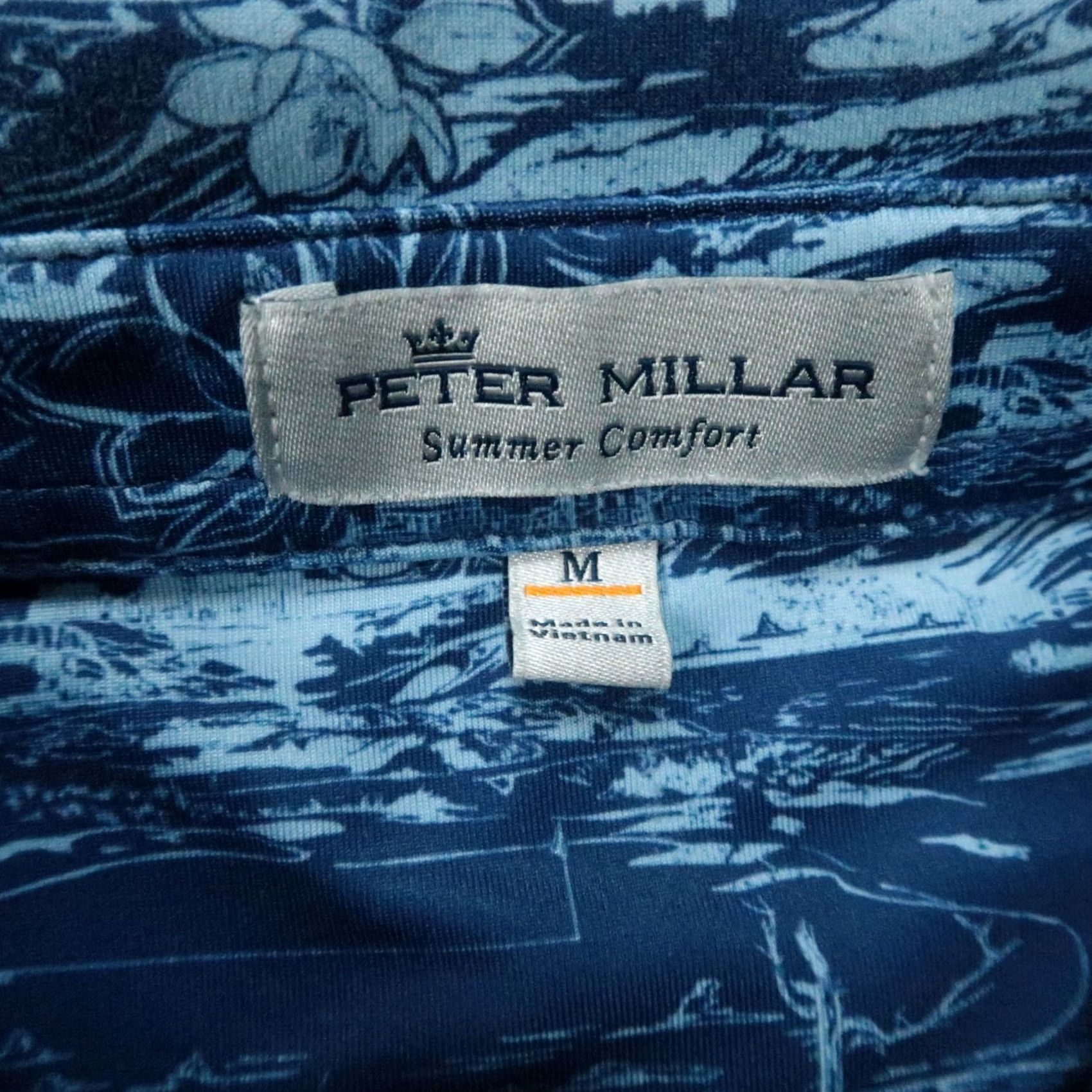 Peter Millar Peter Millar Polo Shirt Mens Medium Blue 46 Chest Graphic Print Short Sleeve Collared Button Size US M / EU 48-50 / 2 - 3 Thumbnail