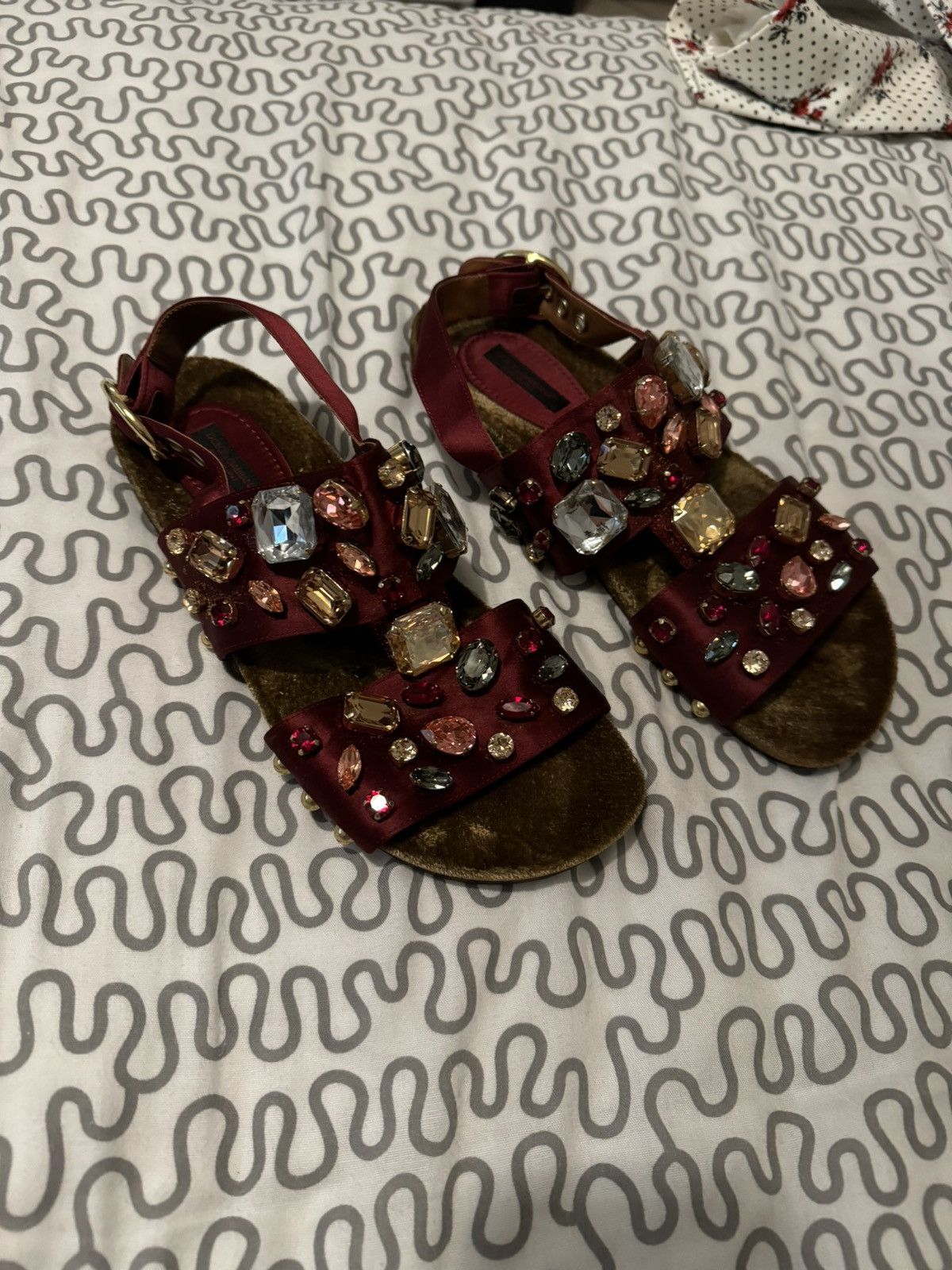 Dolce & Gabbana Dolce & Gabbana Crystal Flat Sandals Size US 7 / IT 37 - 11 Thumbnail