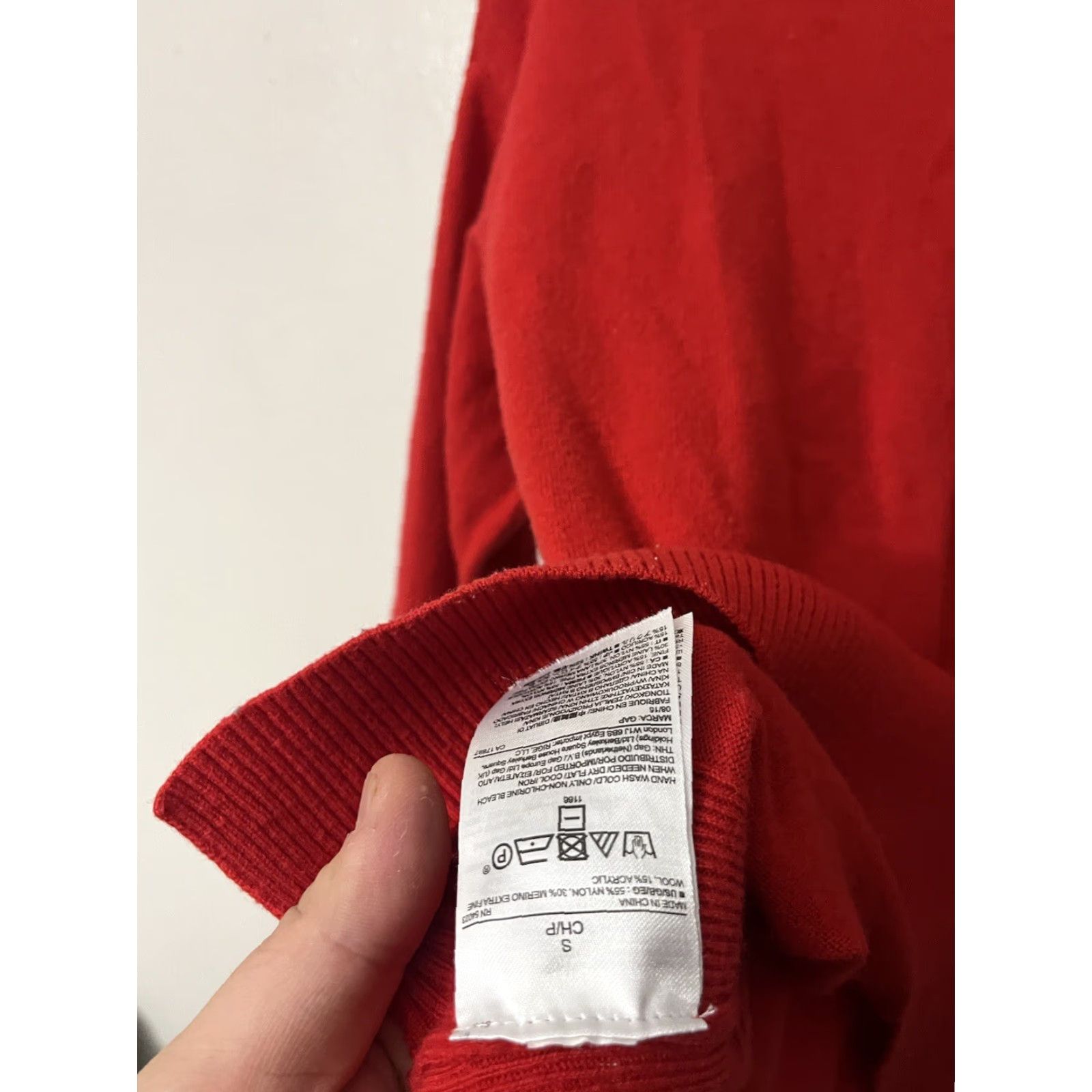 Gap VINTAGE Gap Women's Small Red Nylon Wool Acrylic Boat Neck Long Sleeve Pullover Sweater Size S / US 4 / IT 40 - 4 Thumbnail