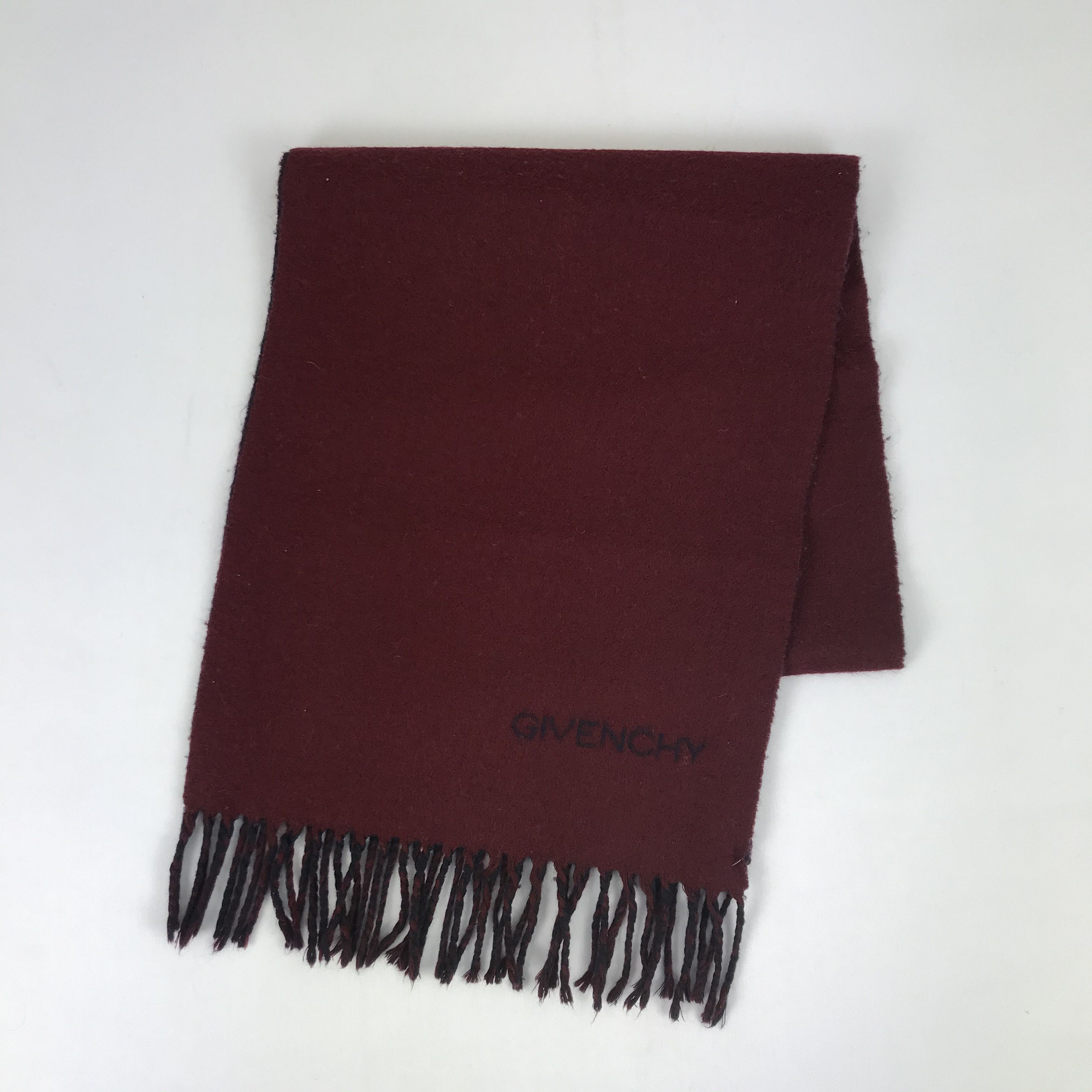 Japanese Brand Vintage Givenchy Wool Scarf Fringe Muffler Winter Scarves. Size ONE SIZE - 3 Thumbnail