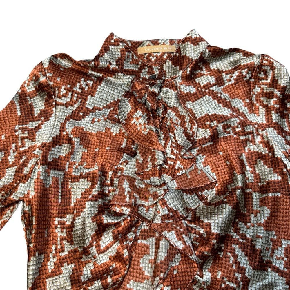 Other Gender Bias 100% Silk Snake Print Front Ruffle Blouse Size Size S / US 4 / IT 40 - 9 Thumbnail