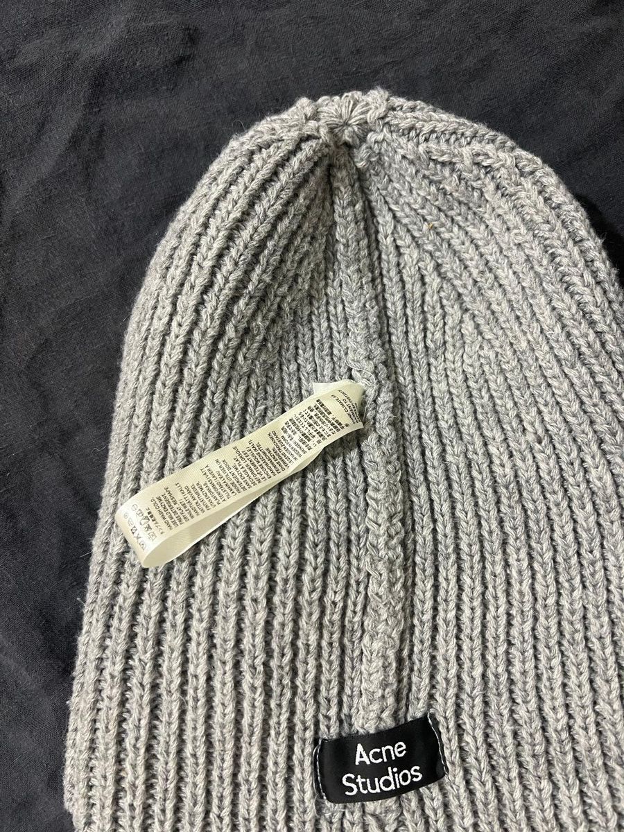 Acne Studios grey face is ribbed beanie Size ONE SIZE - 5 Thumbnail