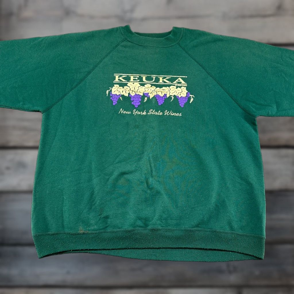Hanes VINTAGE Wine Sweatshirt Mens 2XL Green Pullover Hanes Cotton 90s City Pullover Sweatshirt Men Green 2XL Size US XXL / EU 58 / 5 - 1 Thumbnail