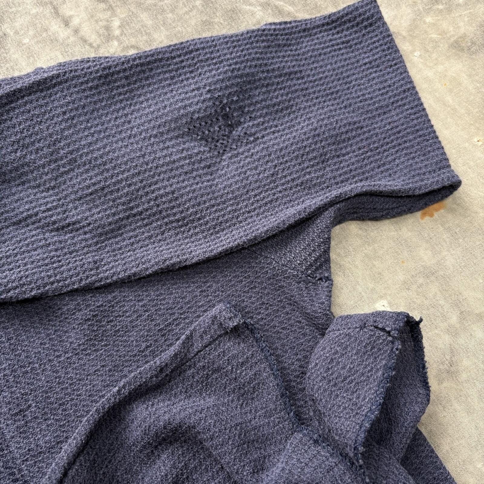 Fruit Of The Loom Vintage Y2K Navy Grunge Skater Thermal Waffle Knit Shirt Size US M / EU 48-50 / 2 - 5 Thumbnail