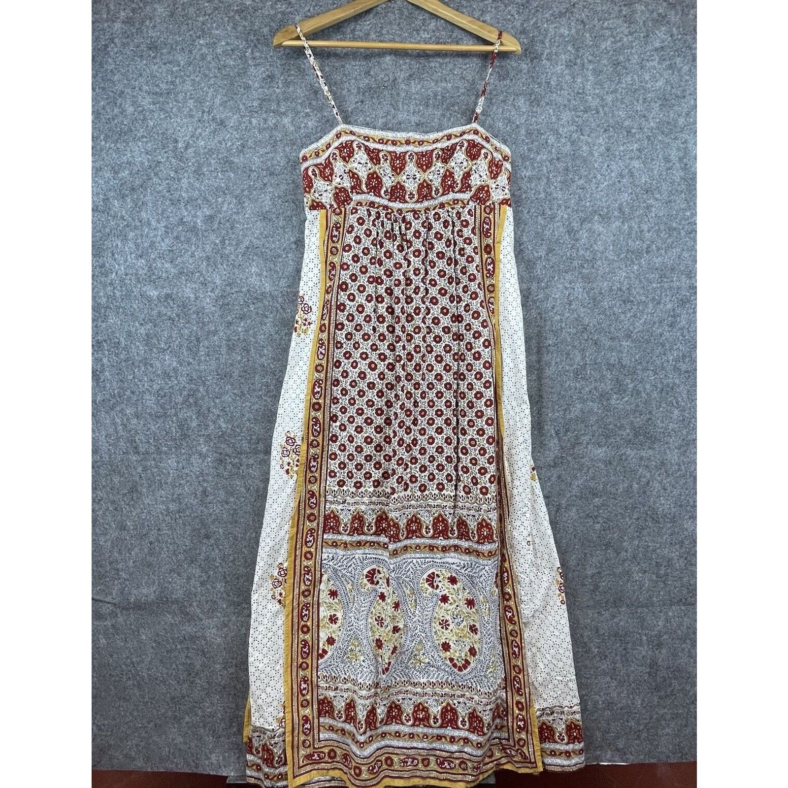 Boston Proper Muse Boston Proper Dress 10 Paisley Apron Peasant Boho Size L / US 10 / IT 46 - 1 Thumbnail