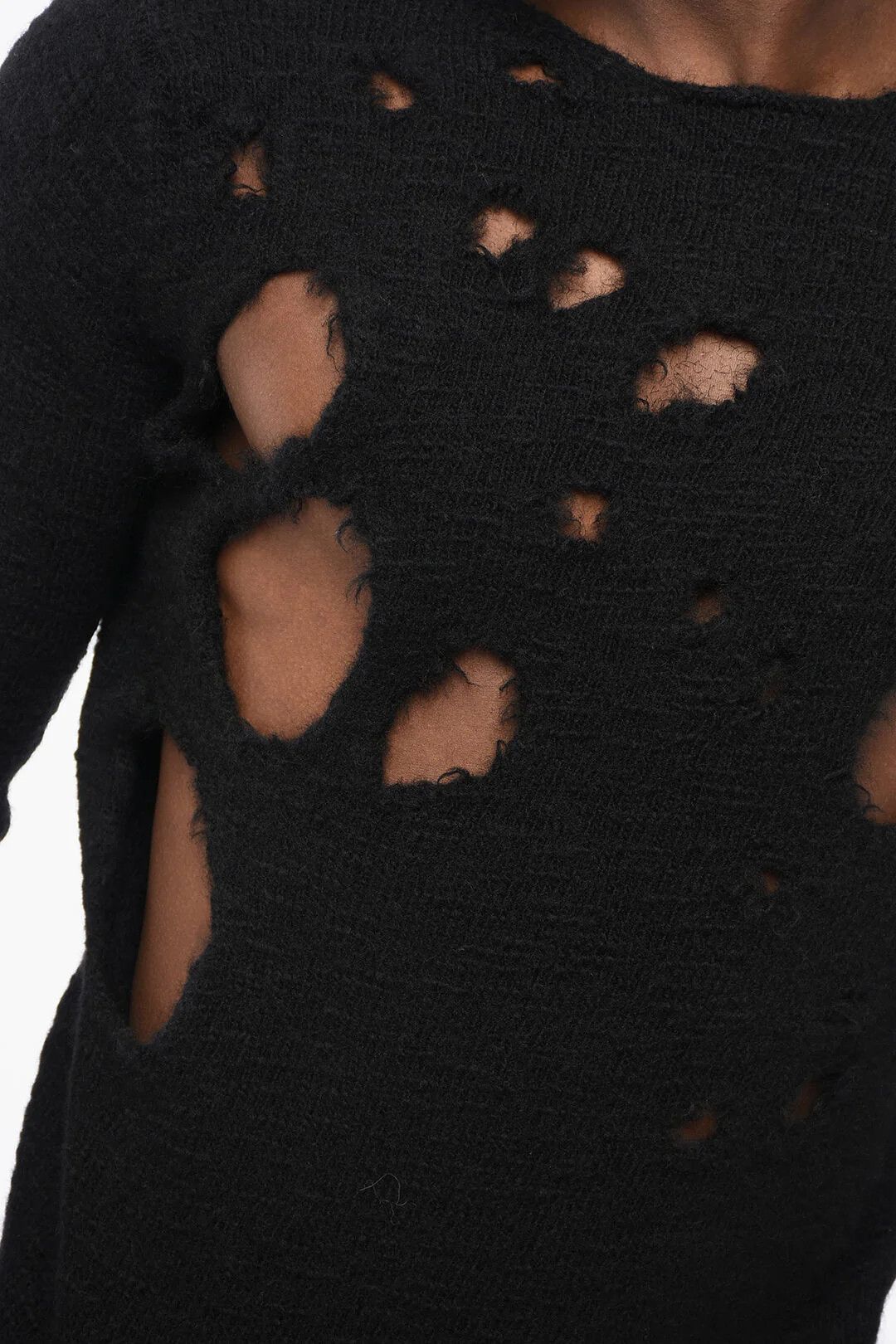 Comme des Garcons og1mm0426 Distressed Wool Crewneck Sweater in Black Size US M / EU 48-50 / 2 - 3 Thumbnail