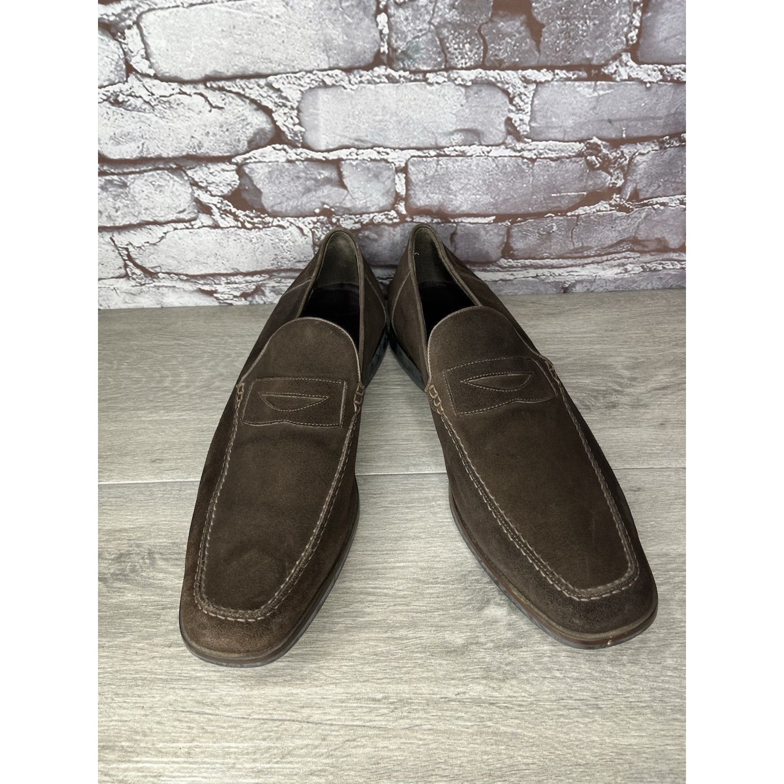 Bruno Magli Bruno Magli Brown Suede Leather Loafers Slip On Dress Shoes Size US 11.5 / EU 44-45 - 12 Thumbnail