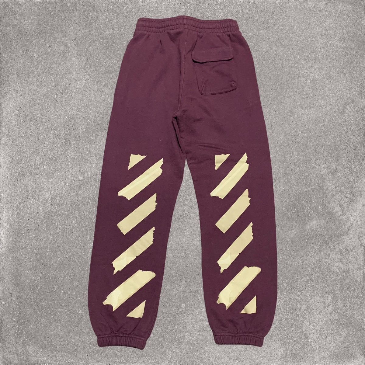 Off-White Off White XS Tape Diag Joggers Bottoms Burgundy Virgil Abloh Size US 28 / EU 44 - 2 Thumbnail