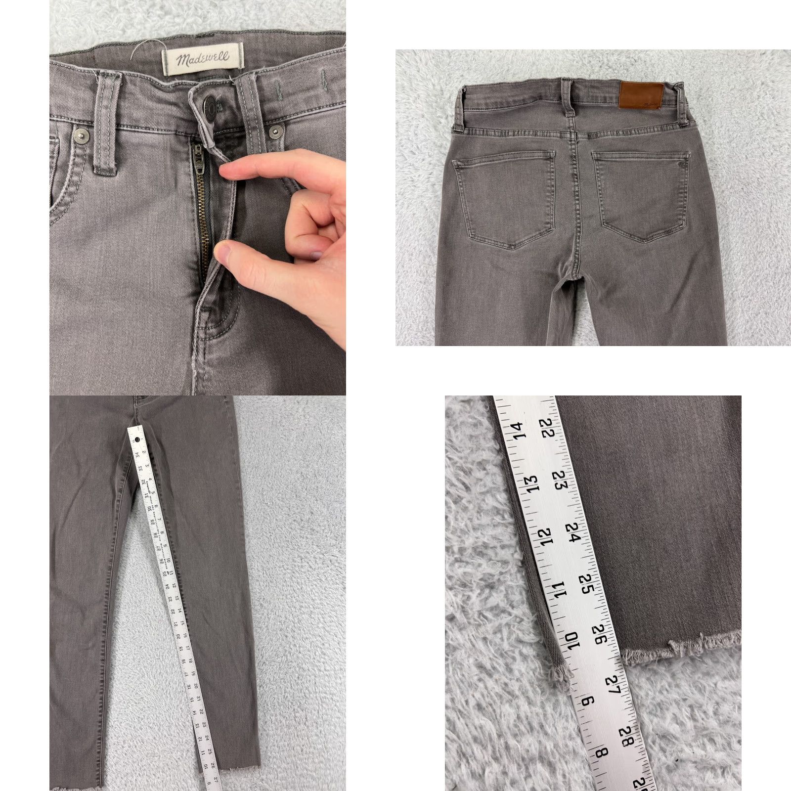 Madewell Madewell Jeans Womens 26 Gray Denim Skinny Raw Hem Cotton Blend Stretch Size 26" / US 2 / IT 38 - 8 Thumbnail