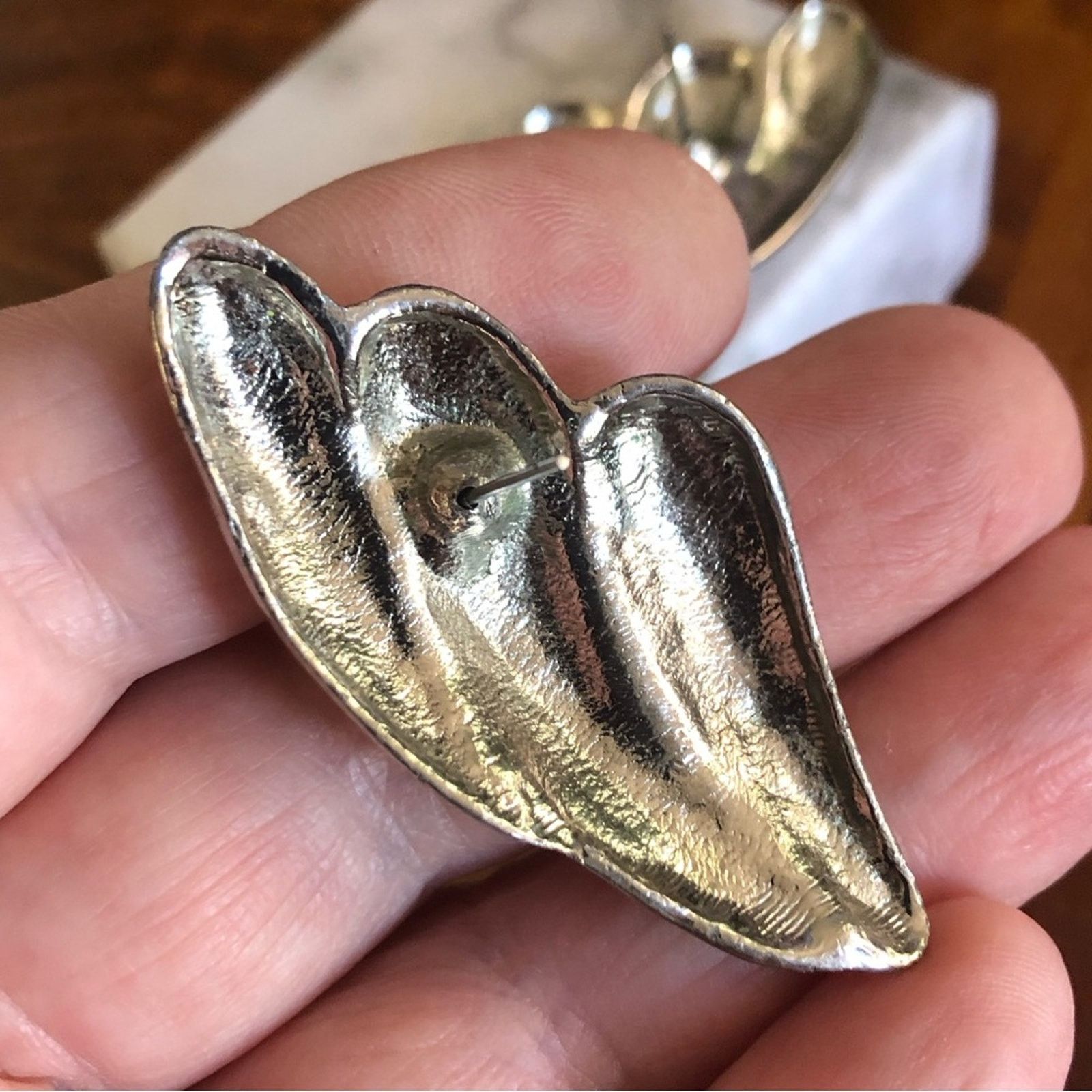 Vintage Vintage 80s large Angel wing style silver plated earrings Size ONE SIZE - 6 Thumbnail