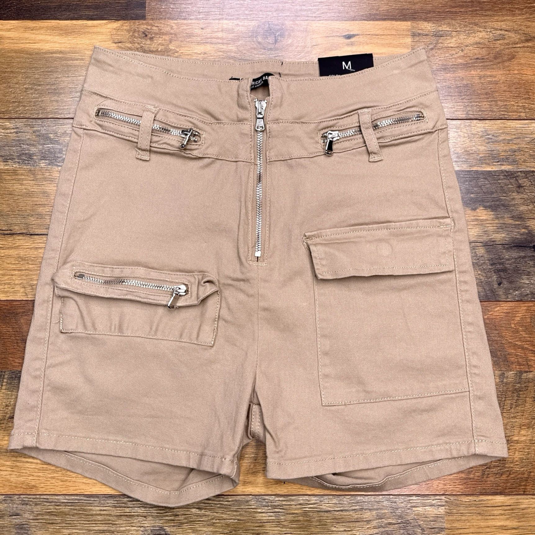 Vintage American Bazi Bermuda Shorts Womens M Tan Twill Stretch Zipper Pocket Casual New Size 32" / US 10 / IT 46 - 2 Thumbnail