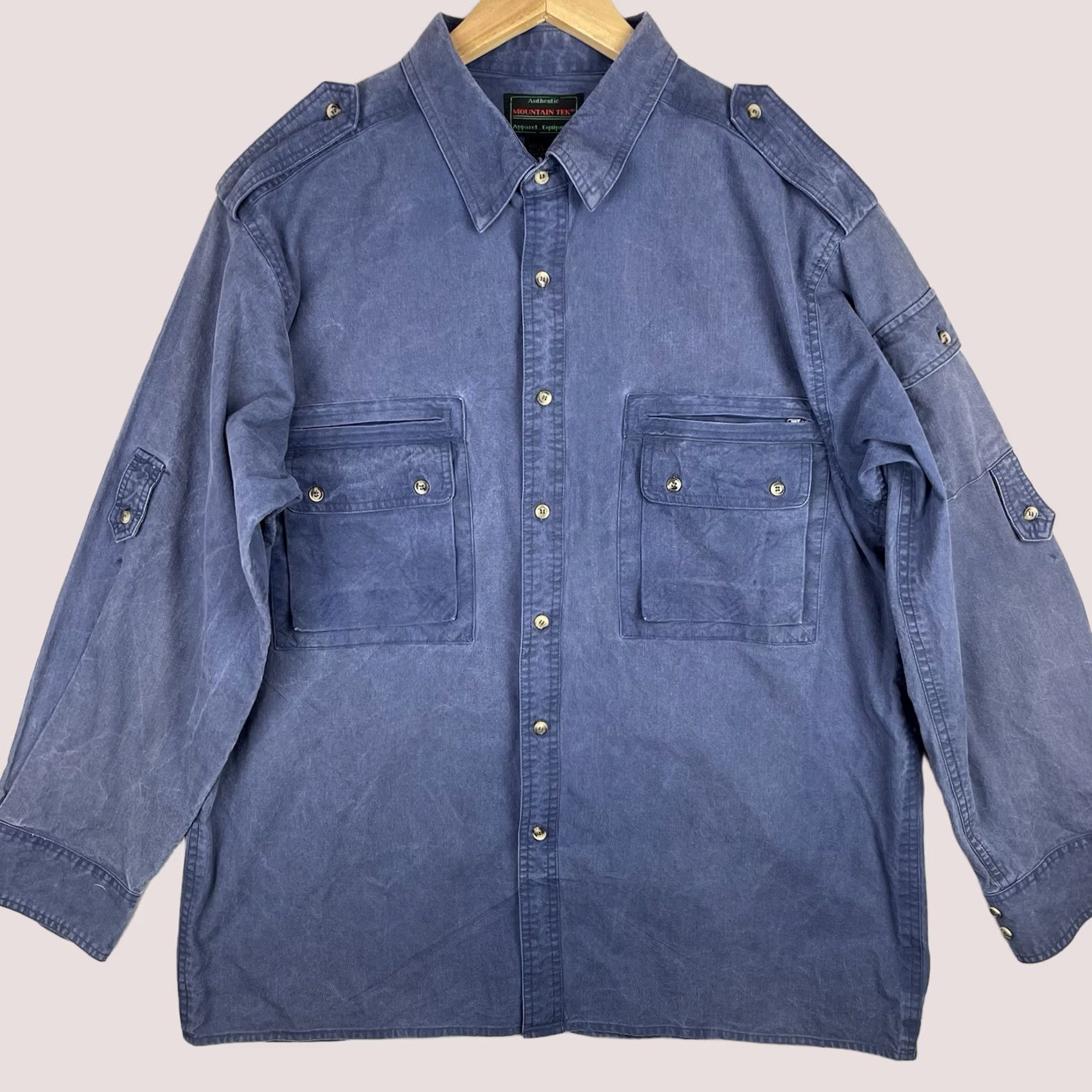 Epaulet VINTAGE Mountain Tek Shirt Mens Large Safari Outdoor Epaulet Heavyweight Hiking Shirt Size US L / EU 52-54 / 3 - 1 Thumbnail