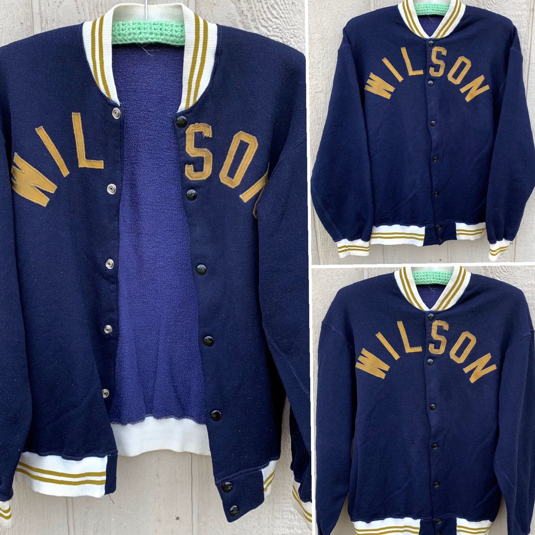 Wilson vintage Russell jacket snap front WILSON on front 50s 1950s size M blue sportswear/Beach Mens/Adult? Size US M / EU 48-50 / 2 - 4 Thumbnail