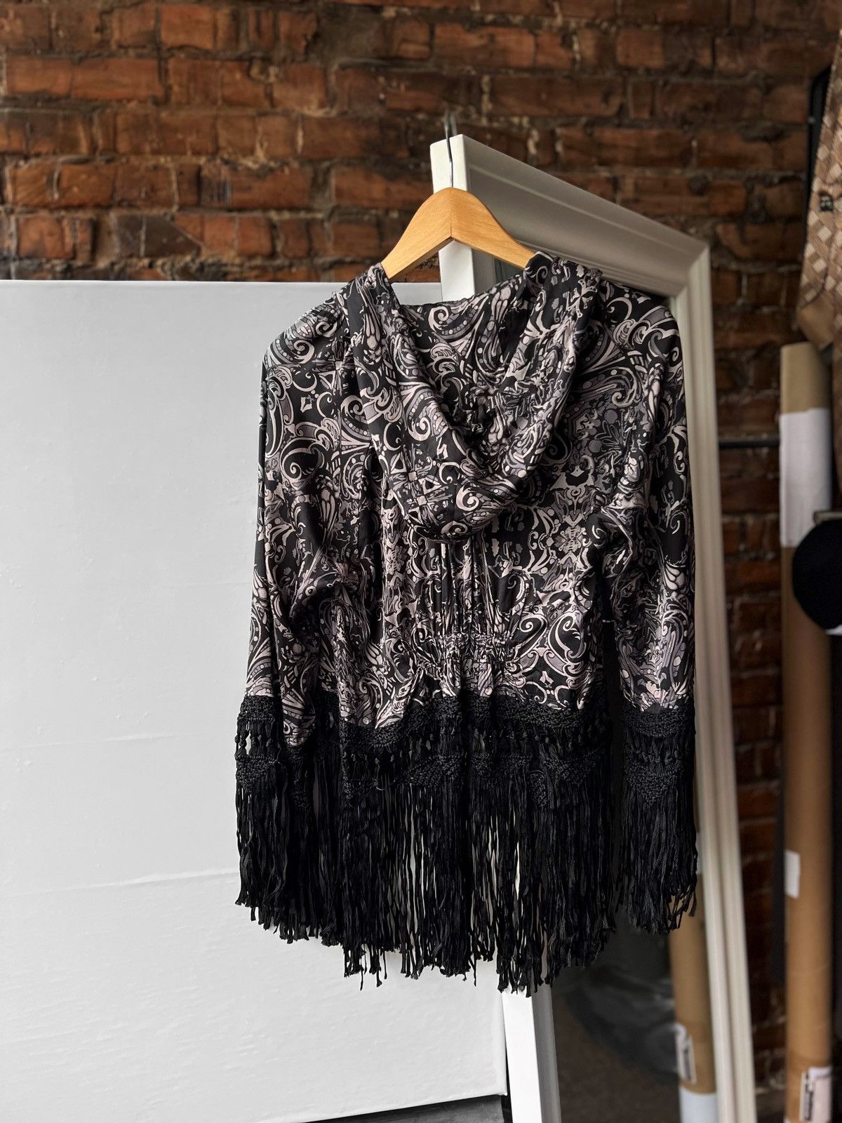 Odd Molly Odd Molly Gray Black Printed Fringe Full Zip Hooded Jacket Size M / US 6-8 / IT 42-44 - 3 Thumbnail
