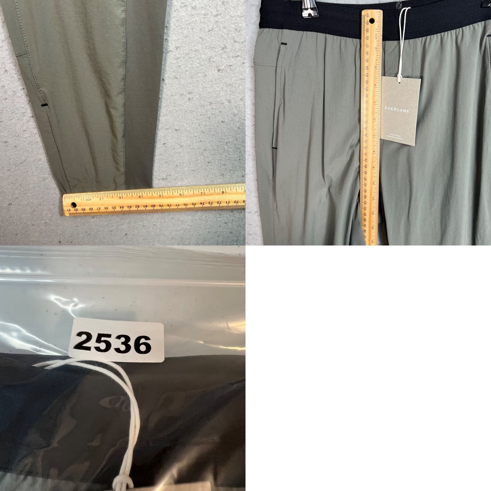 Everlane Everlane Womens E3 Jogger Pants 29 x 28 Olive Green Nylon Recycled Front Flat Front High Rise Tapered Regular Size 29" - 8 Thumbnail