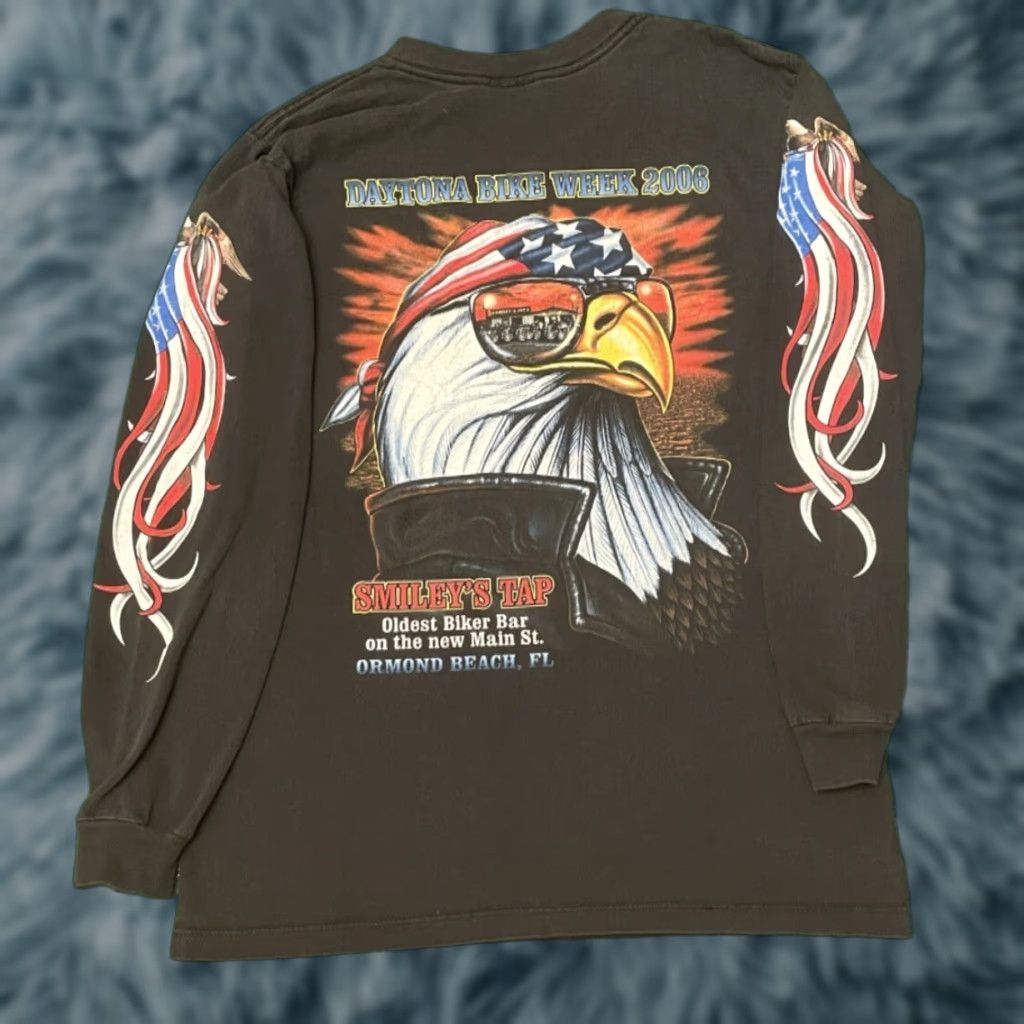 Vintage VINTAGE 90s Y2K Bike Week Daytona Biker Sleeve Eagle VTG Long Sleeve Shirt Small Size US S / EU 44-46 / 1 - 1 Thumbnail