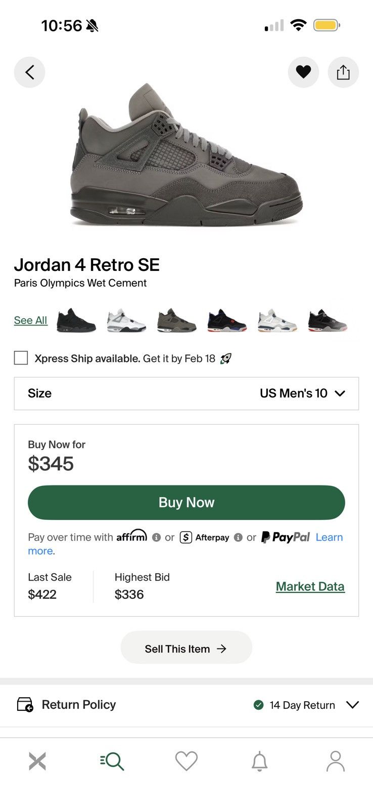 Jordan Brand Jordan 4 Retro SE Paris Wet Cement Size US 10 / EU 43 - 12 Thumbnail