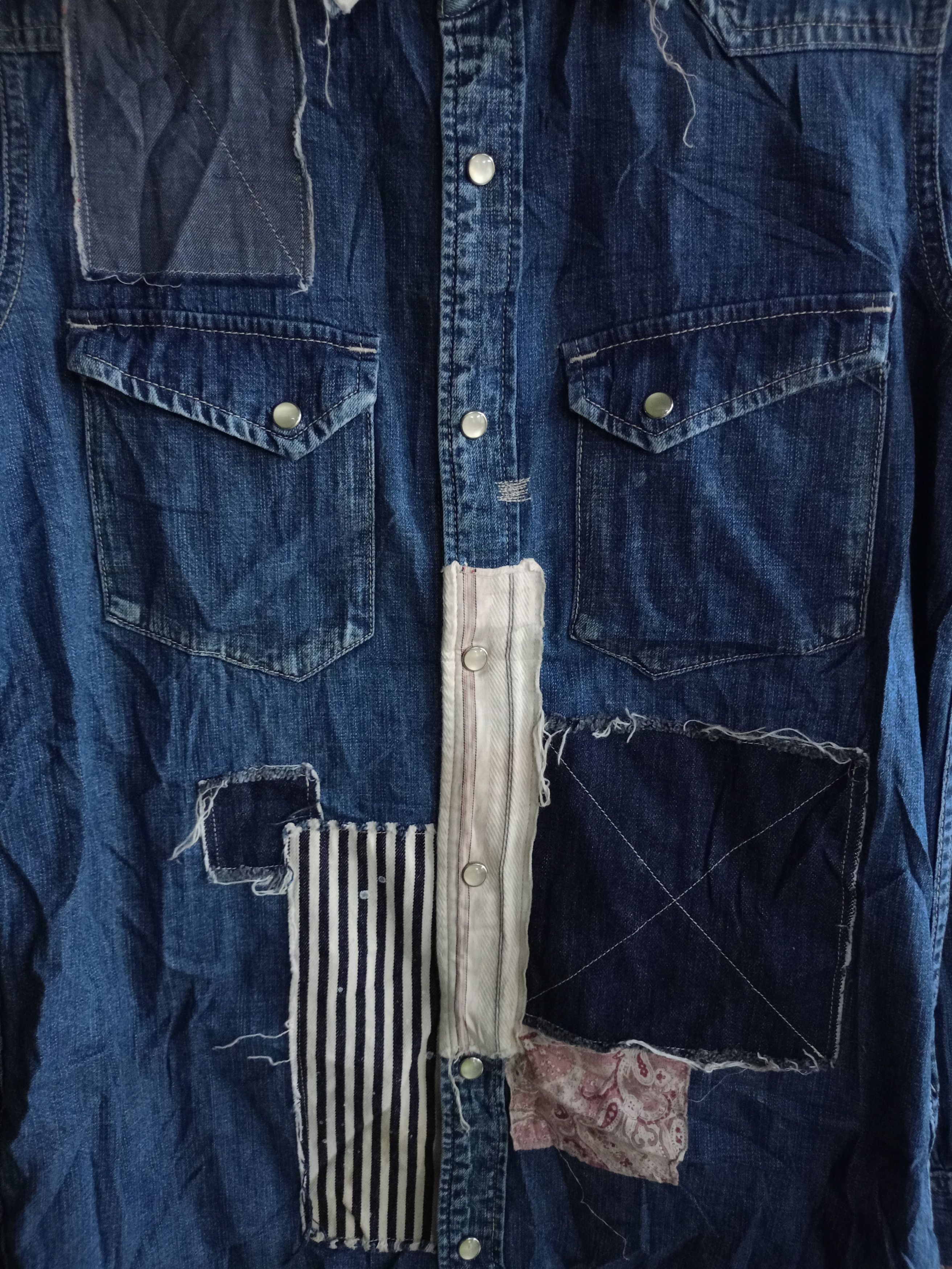 Japanese Brand Ungrid Long Sleeve Patchwork Denim Shirts style kapital Size US M / EU 48-50 / 2 - 3 Thumbnail