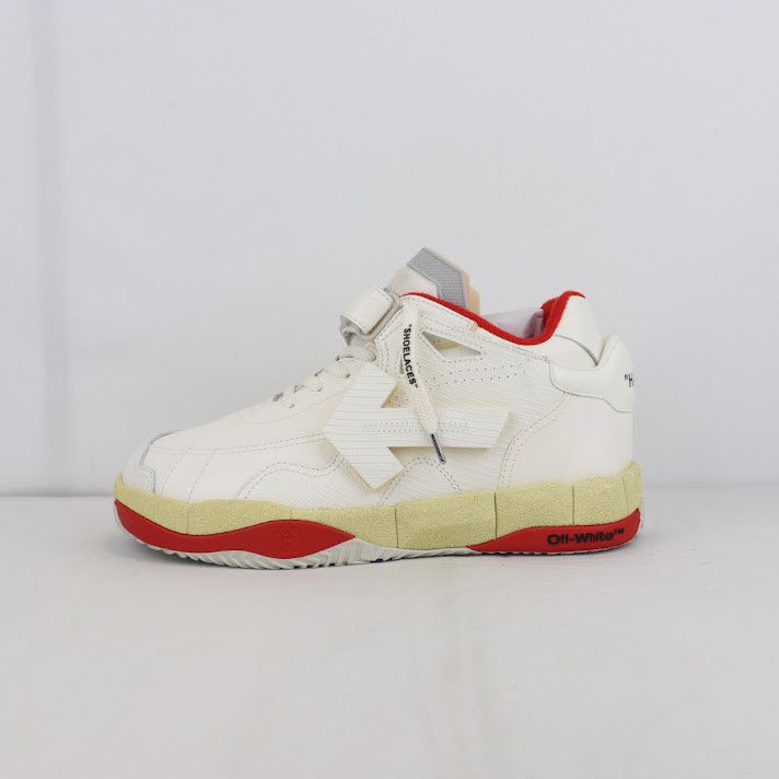 o1rshd1 Low Top Puzzle Couture Sneakers in White/Red