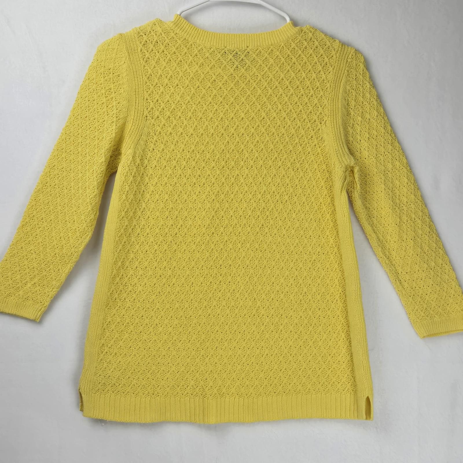 Designer Talbots Women's Yellow Knit Sweater Size Small Cotton Tunic Size S / US 4 / IT 40 - 2 Thumbnail
