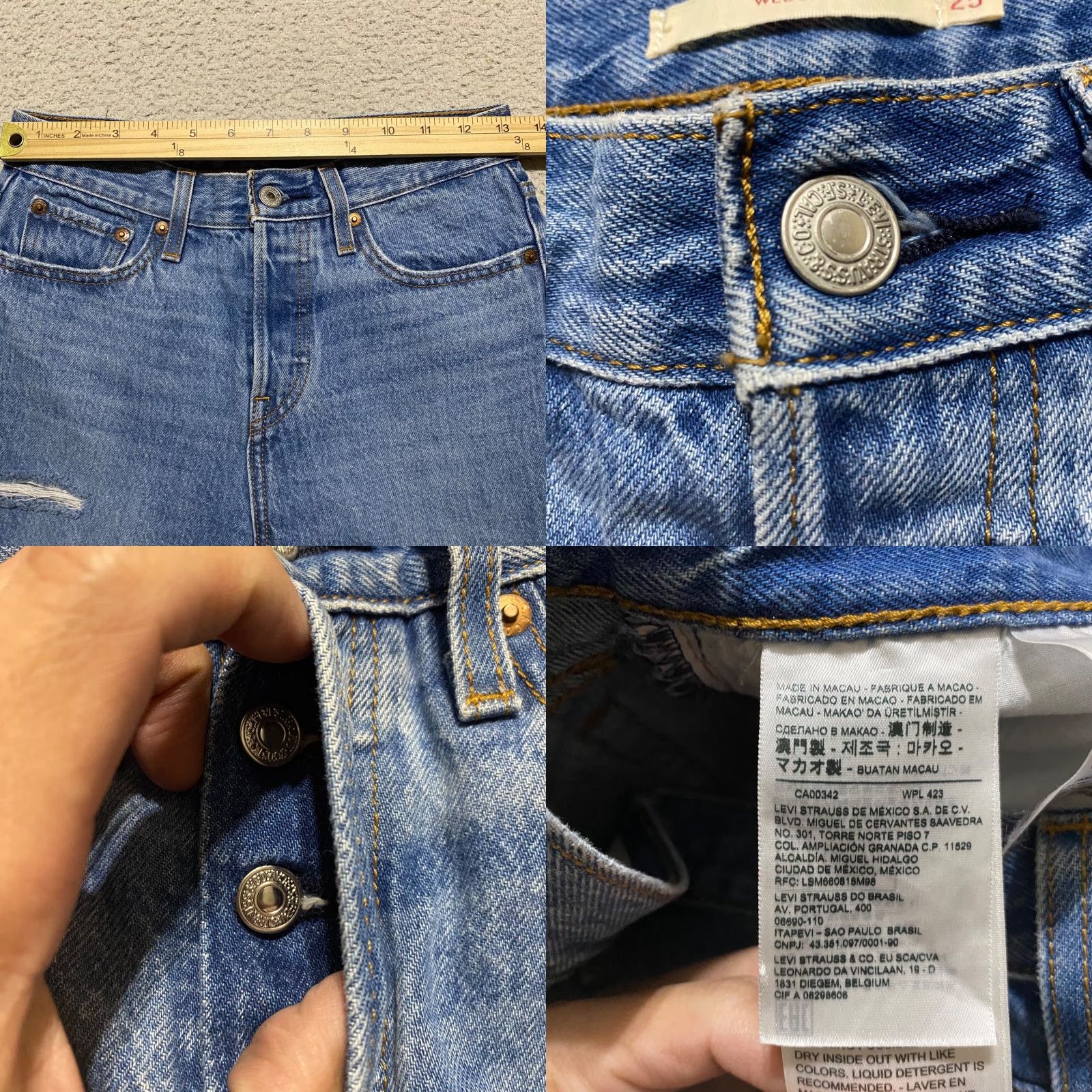 Levi's Levi's Womens 25 Jeans Blue Denim Wedgie Straight Button Fly Distressed Premium Size 42" / US 20 - 8 Thumbnail