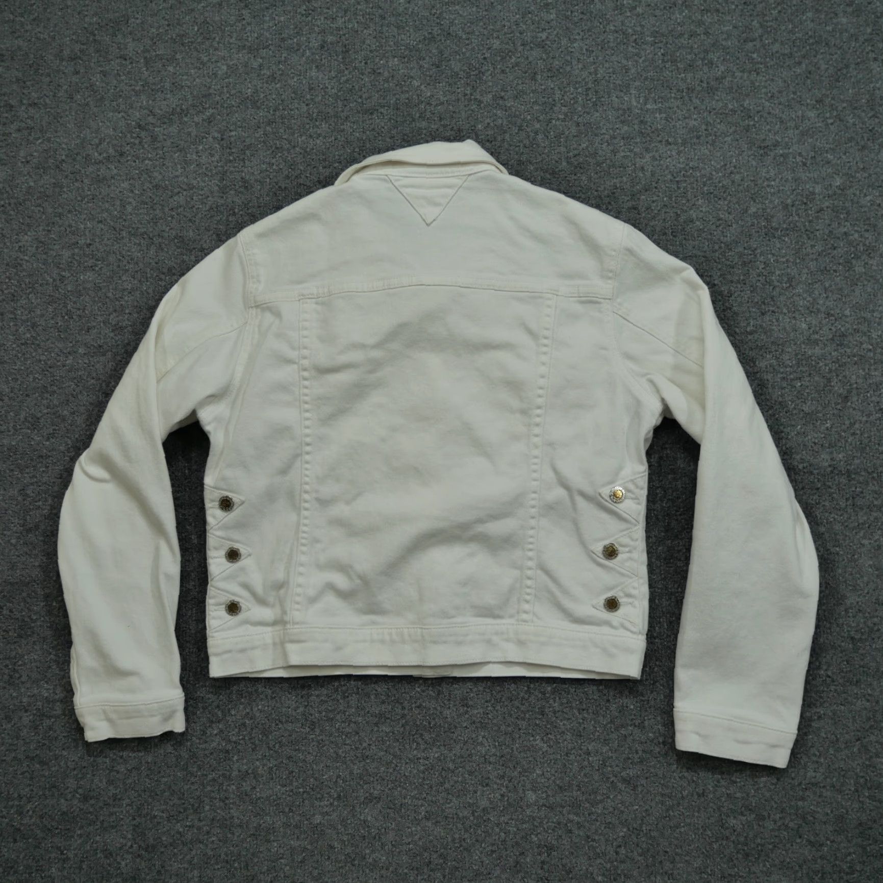 Denime VINTAGE Lawman Denim Jacket Womens M White Stretch 90s Long Sleeve Trucker Casual Basic Jacket Size 32" / US 10 / IT 46 - 6 Thumbnail