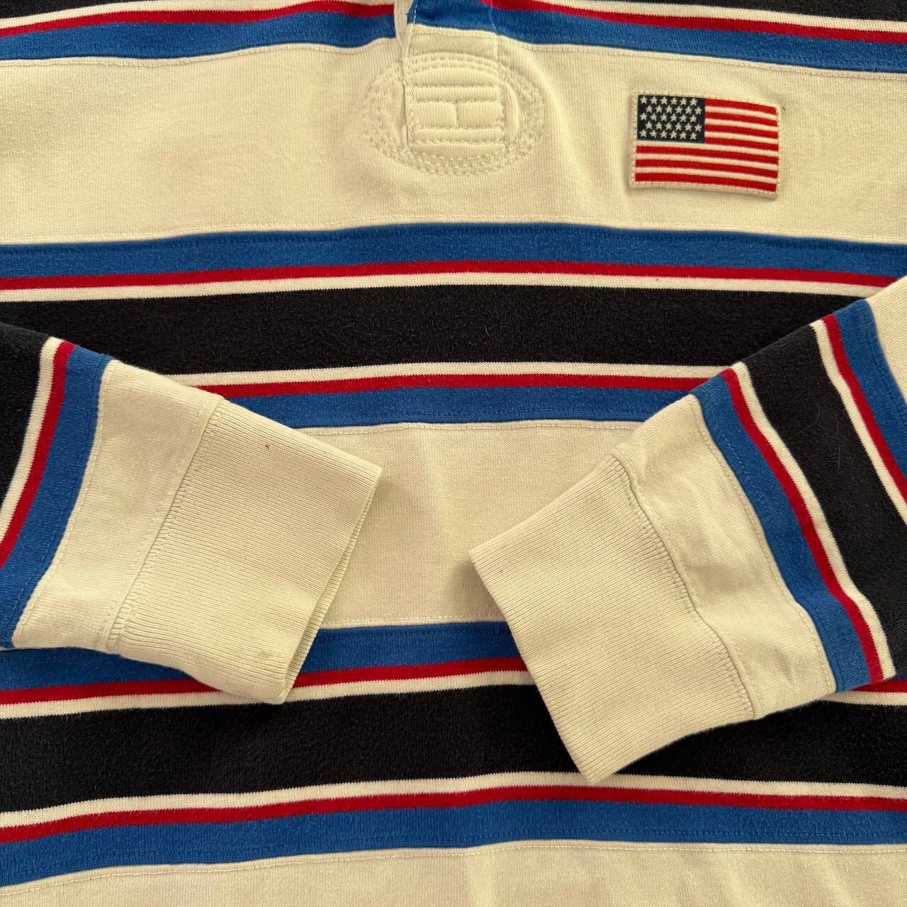 Tommy Hilfiger Tommy Hilfiger USA Vintage Stripped Rugby Long Sleeve Shirt Size US XL / EU 56 / 4 - 10 Thumbnail