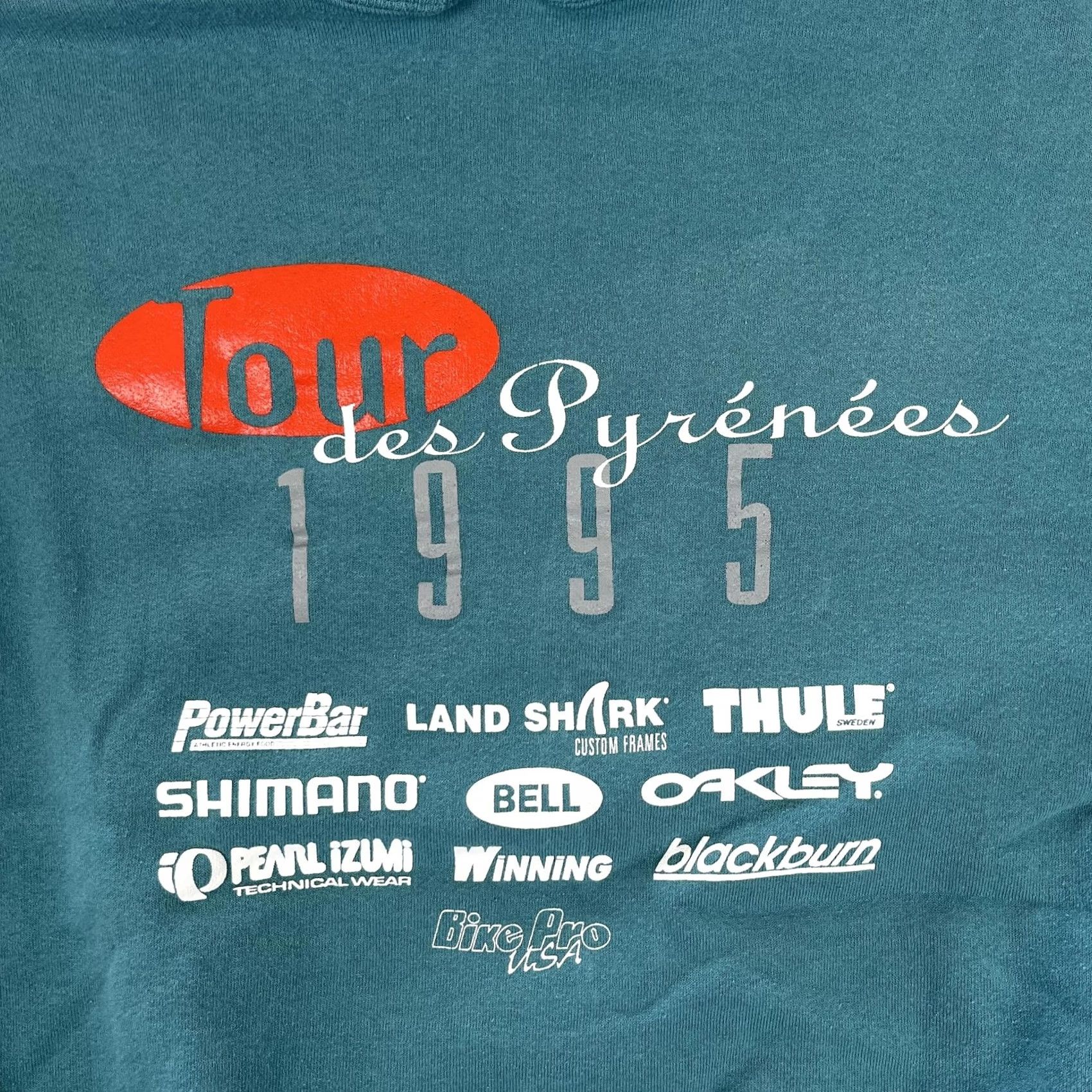 Hanes VINTAGE Pearl Izumi 1995 Sweatshirt Mens Large Green Breaking Away Cycling Hanes Crew Neck Pullover Graphic Print 90s Sports Size US L / EU 52-54 / 3 - 7 Thumbnail
