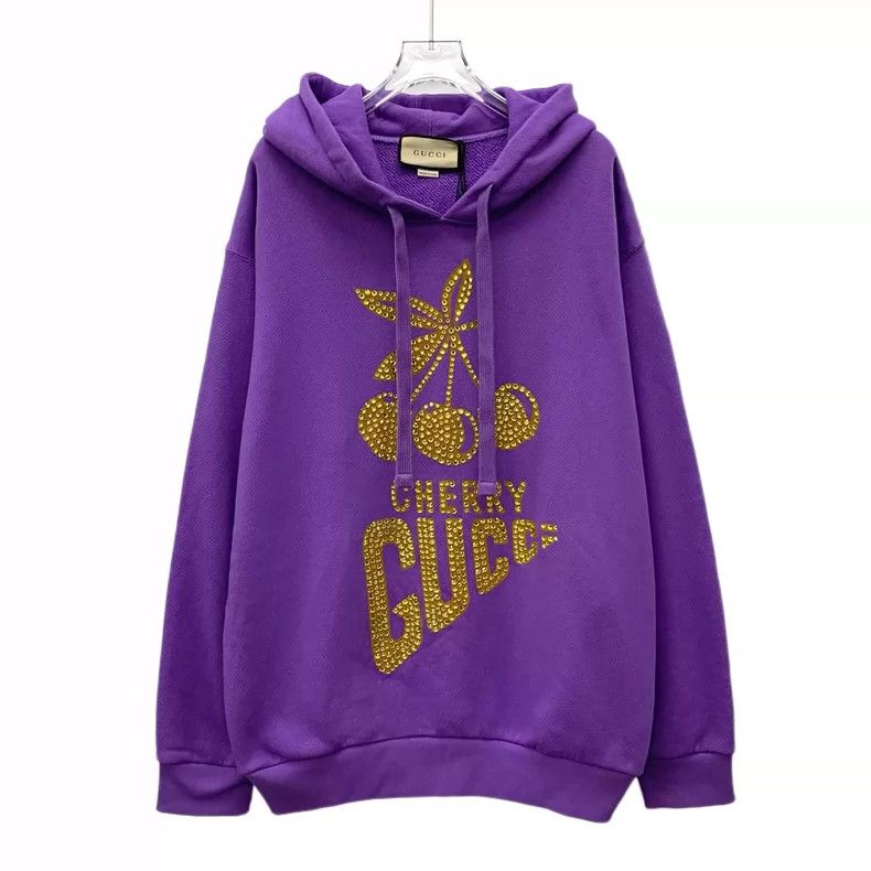 Gucci Gucci Purple Cherry Letter Hooded Sweatshirt Size US M / EU 48-50 / 2 - 1 Thumbnail