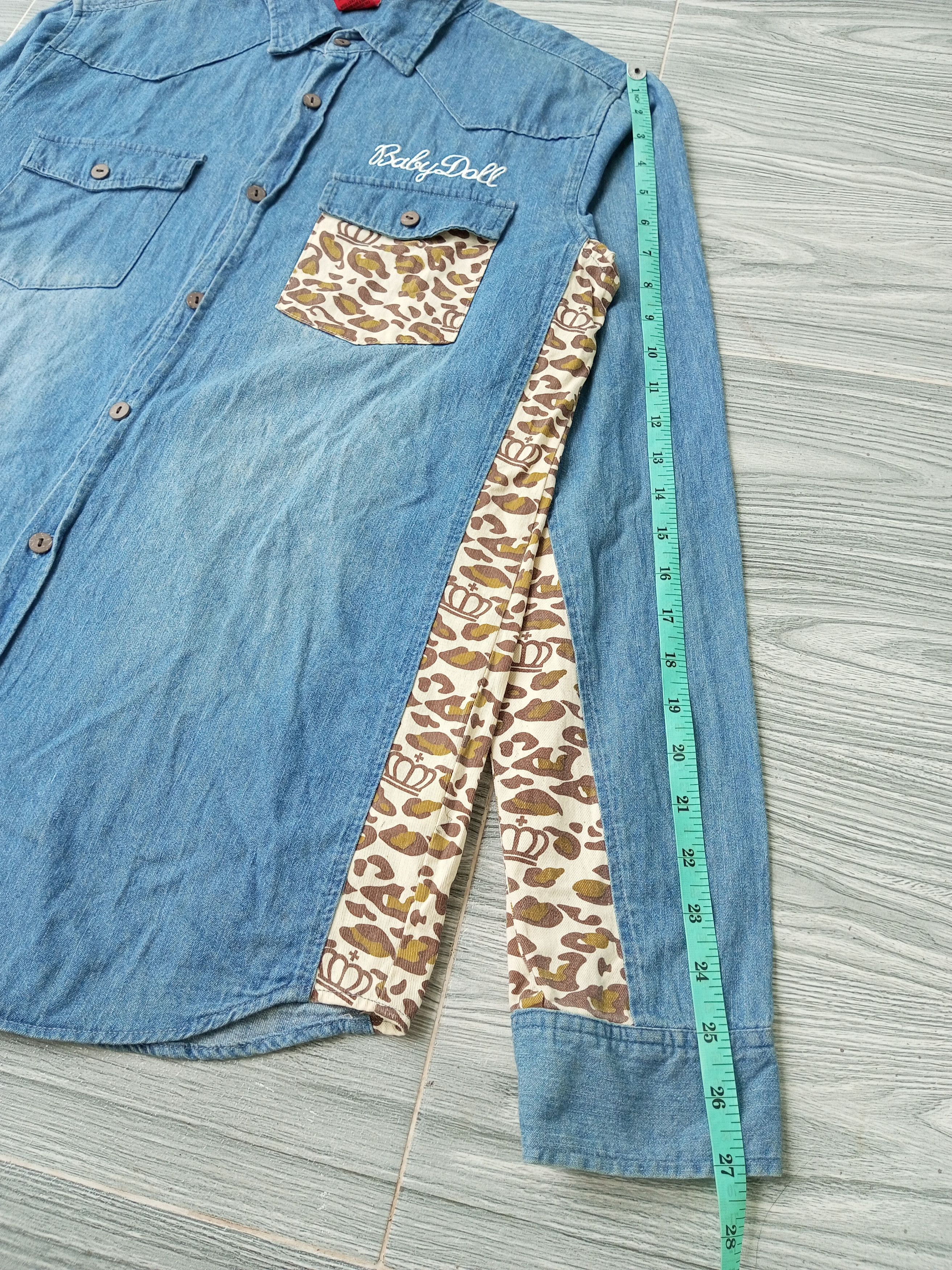 Japanese Brand 💥CRAZY💥 BABY DOLL DENIM + CAMO LONG SLEEVE BAPE STYLE Size US L / EU 52-54 / 3 - 9 Thumbnail