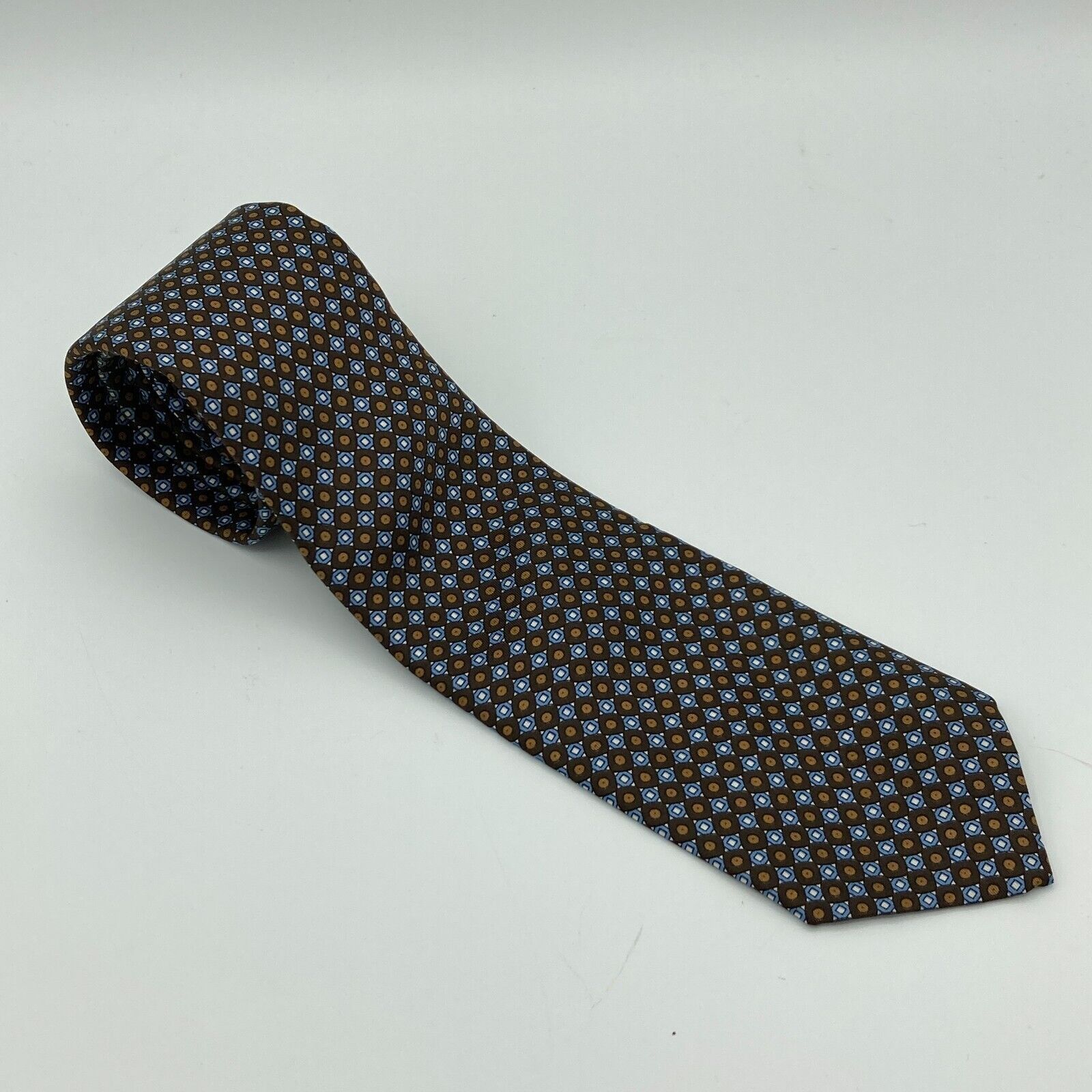 Dior Christian Dior Cravate Men's Tie Gold and Blue Geometric Size ONE SIZE - 8 Thumbnail
