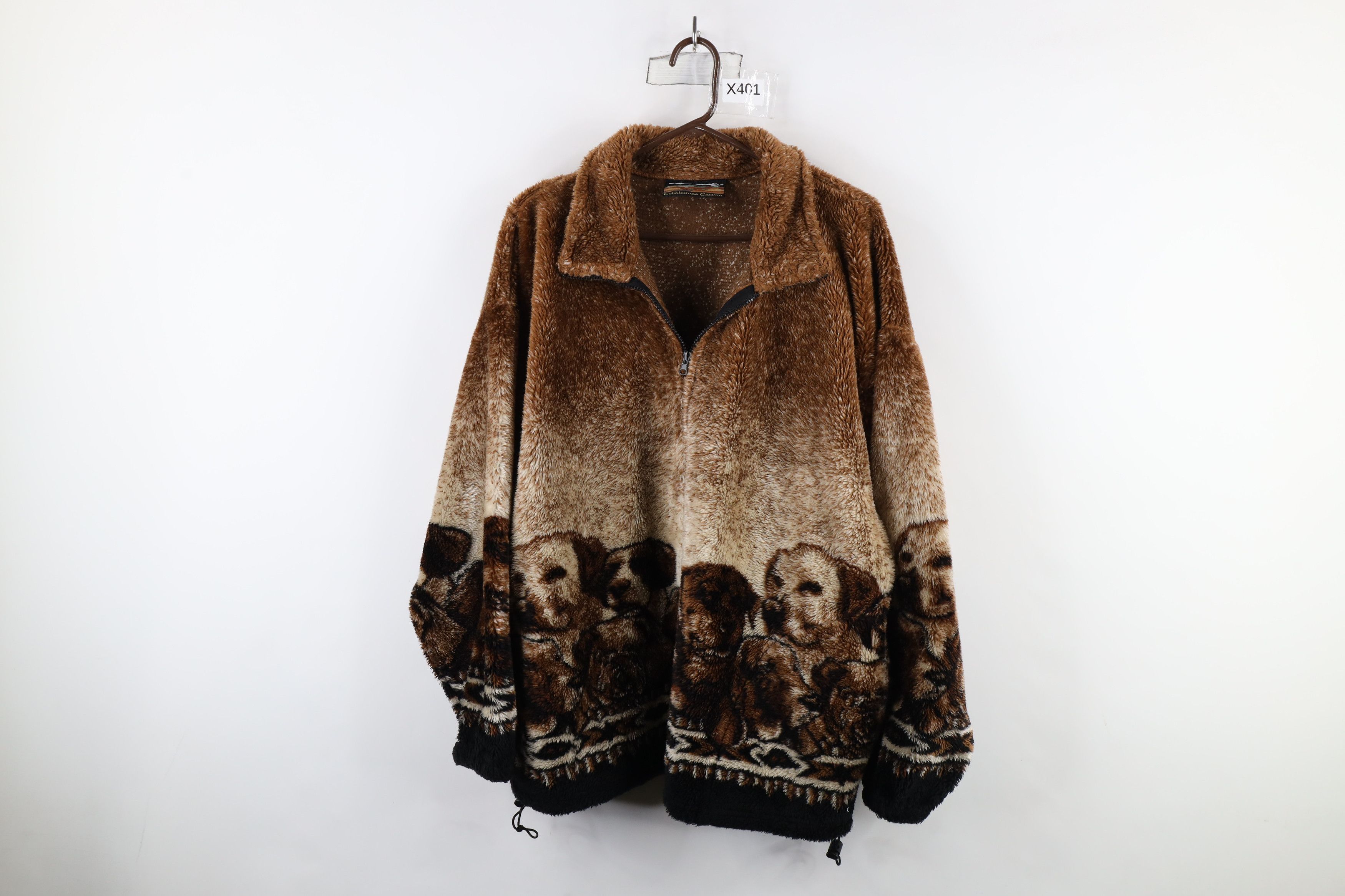 Vintage Vintage 90s Streetwear Over Print Deep Pile Fleece Jacket Size US XL / EU 56 / 4 - 1 Thumbnail