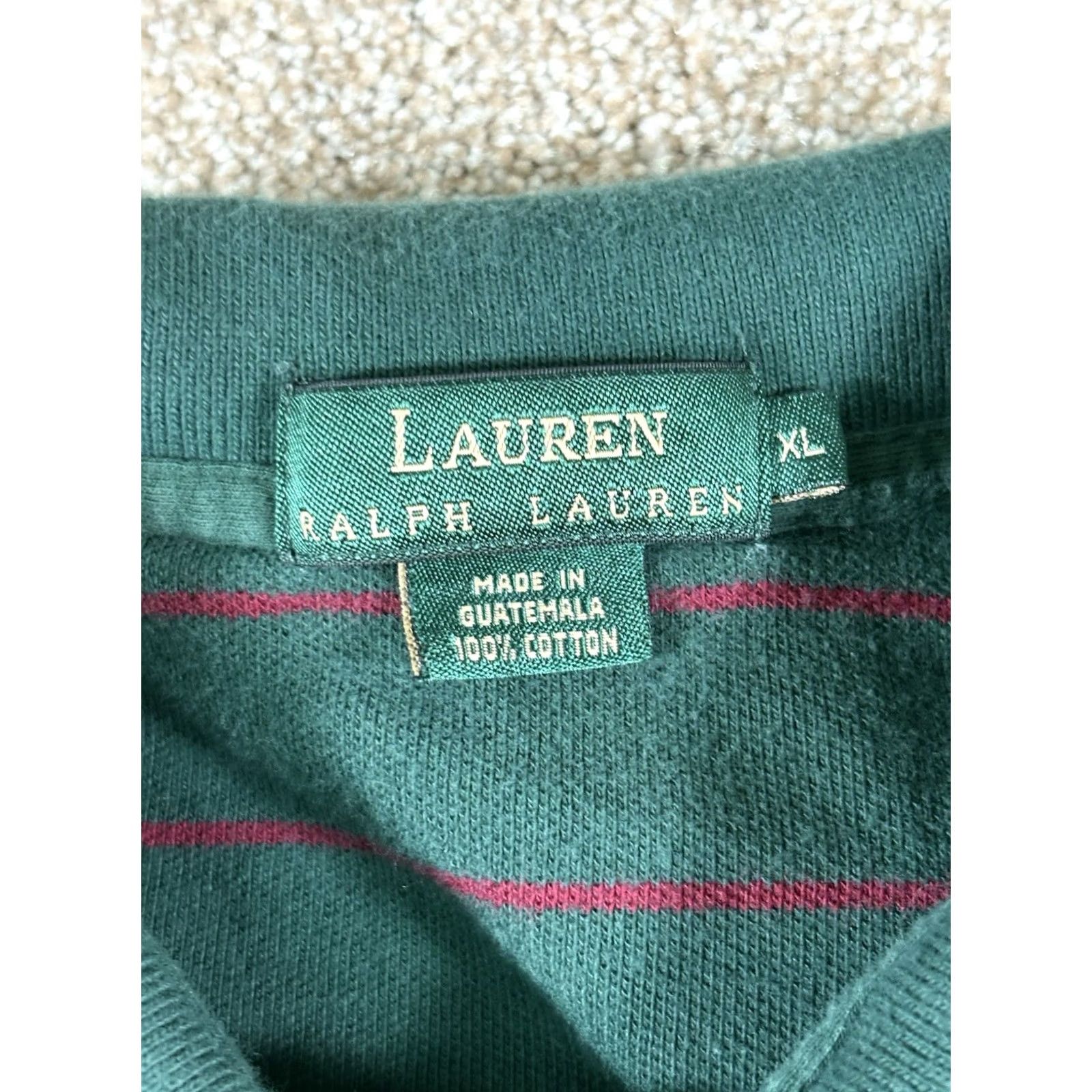 Ralph Lauren VINTAGE Ralph Lauren Polo Golf Shirt Mens XL Green Striped Collared Polo Size US XL / EU 56 / 4 - 3 Thumbnail