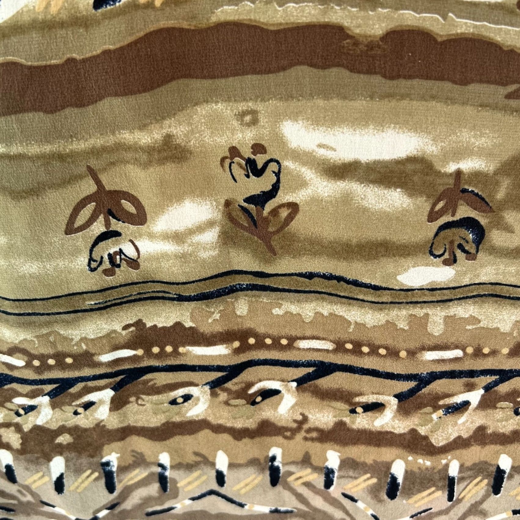 Vintage Anna & Frank Blouse Shirt Womens M Ivory Silk Dolman Sleeve Hieroglyphic 100% Silk Ethnic Southwest 90s? (adjust per clues) Size M / US 6-8 / IT 42-44 - 3 Thumbnail