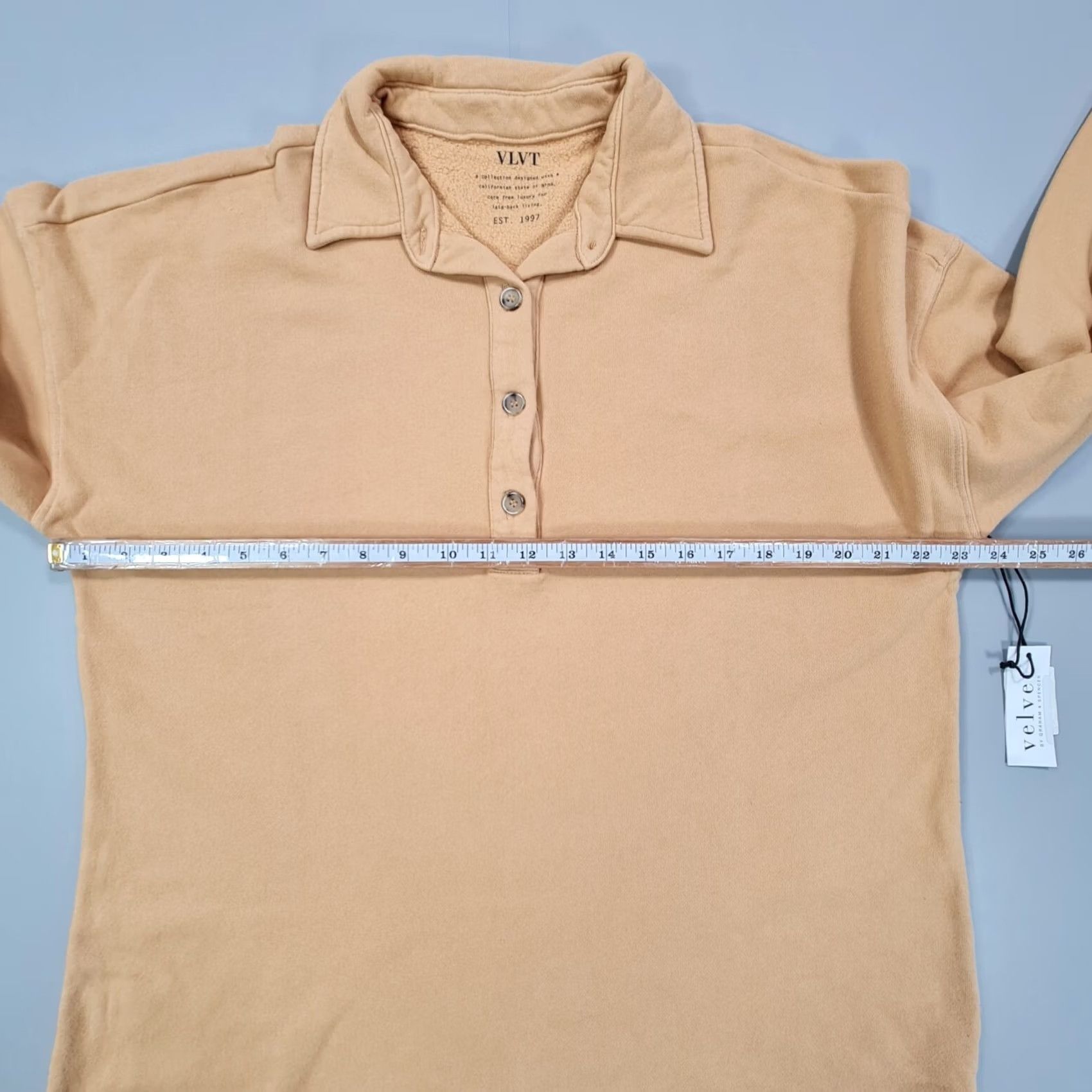 Velvet Velvet by Graham & Spencer Womens Sweatshirt Gold Large Denny Henley Sweater Top Size L / US 10 / IT 46 - 4 Thumbnail