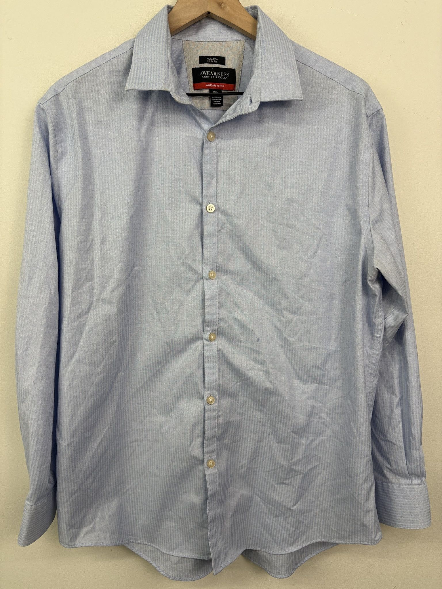 Gap × Polo Ralph Lauren × Vintage Vintage Longsleeve Textured Line Pattern Kenneth Cole Button Up Collared Shirt Size L Size US L / EU 52-54 / 3 - 1 Thumbnail