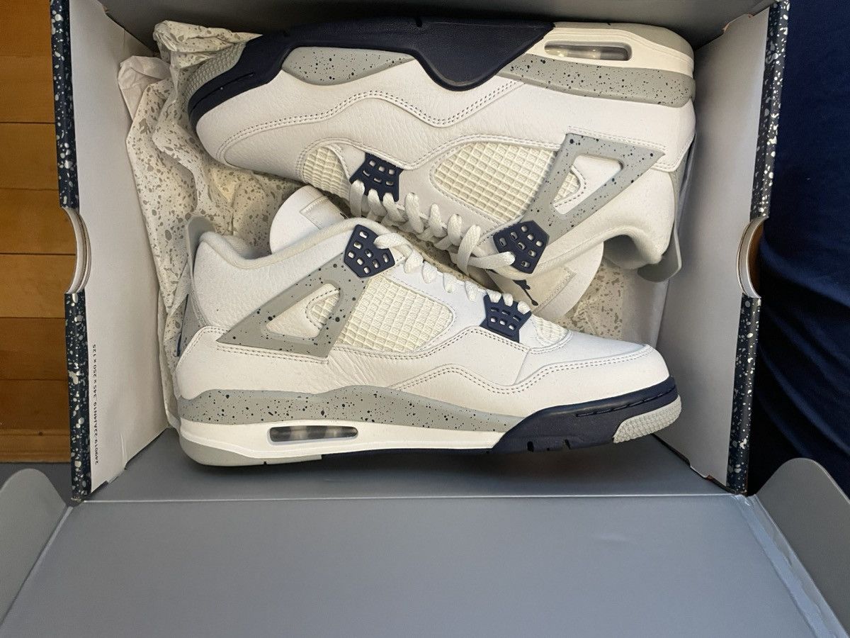 image of Jordan Nike Air Jordan 4 Navy Shoes in White, Men's (Size 11)