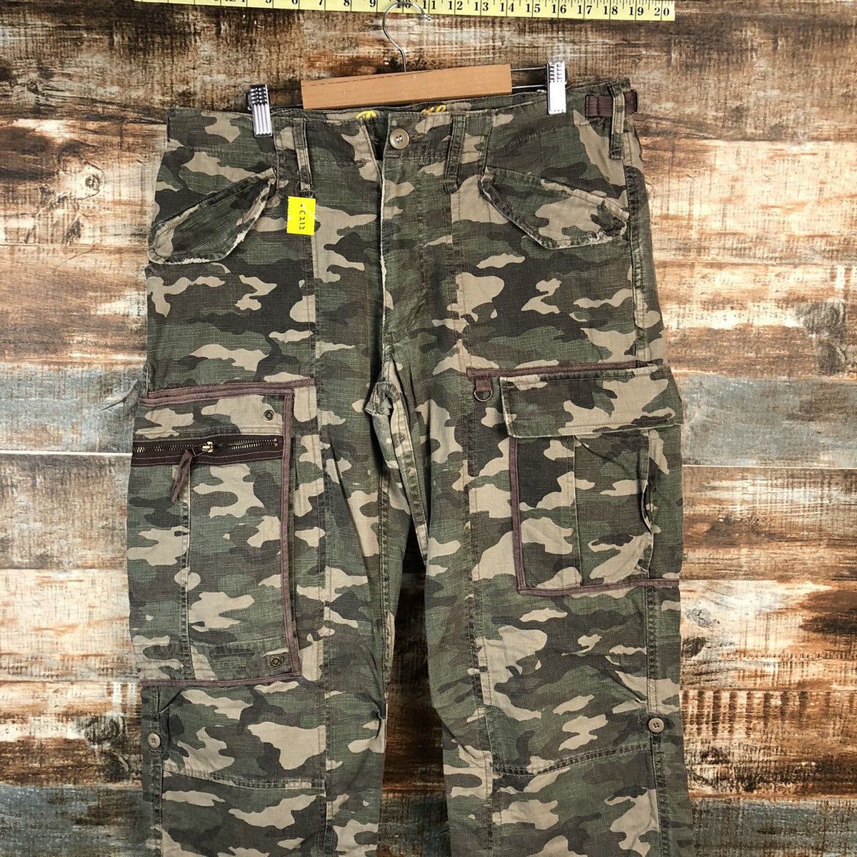Japanese Brand DL Rush Hour Camo Green Cargo Multipocket Pants #C212 Size US 34 / EU 50 - 2 Thumbnail