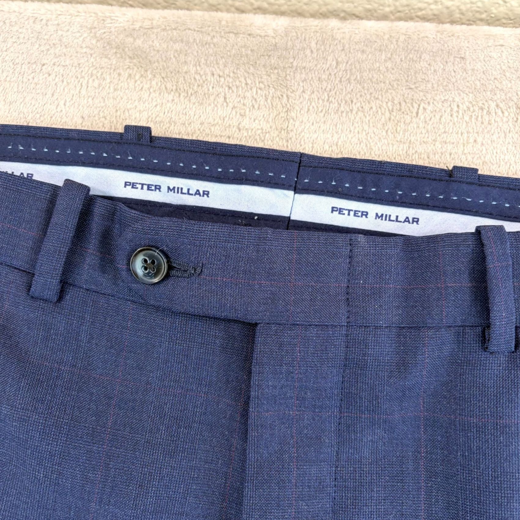 Peter Millar Peter Millar Wool Dress Pants Trousers Flat Front Blue Plaid 38x31 Men Dress Pants Wool Straight Comfortable Regular Fit Mens Size US 38 / EU 54 - 2 Thumbnail