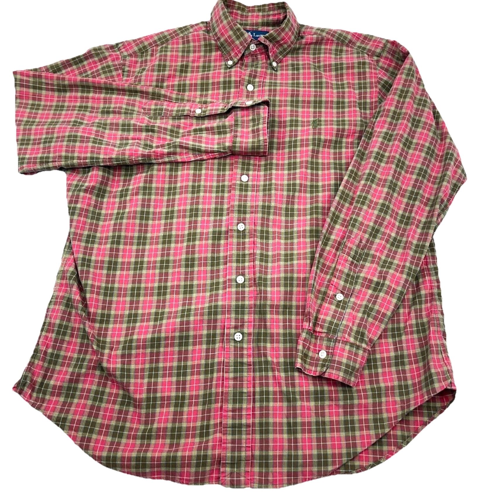 Ralph Lauren Ralph Lauren Shirt Men Large Pink Green Plaid Button-Up Classic Fit Flannel 90s Colorful Preppy Mens Size US L / EU 52-54 / 3 - 2 Thumbnail