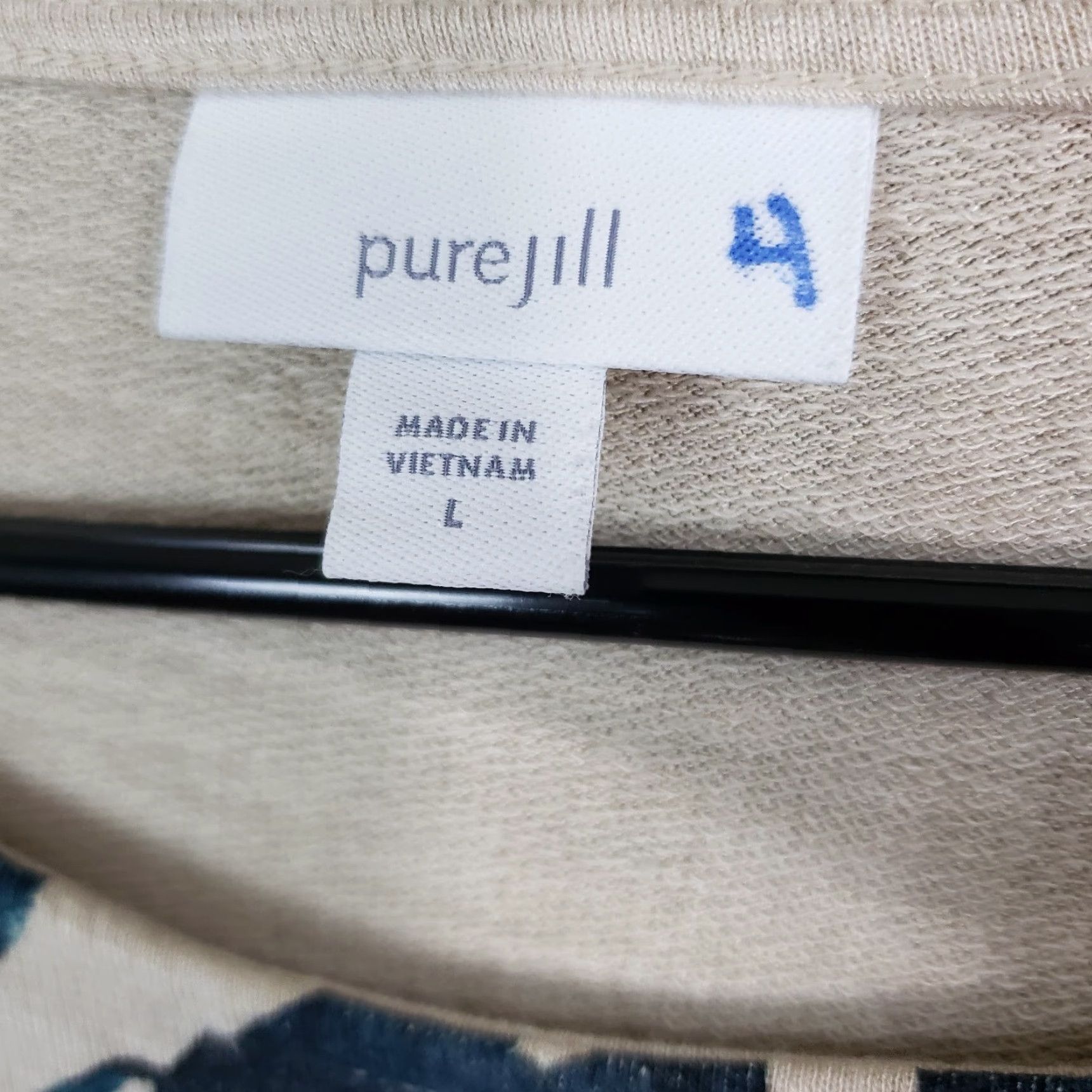 Vintage PureJill Womens Blouse Long Sleeve Beige Blue Rayon Blend Size L XS? Wait. Size L / US 10 / IT 46 - 7 Thumbnail