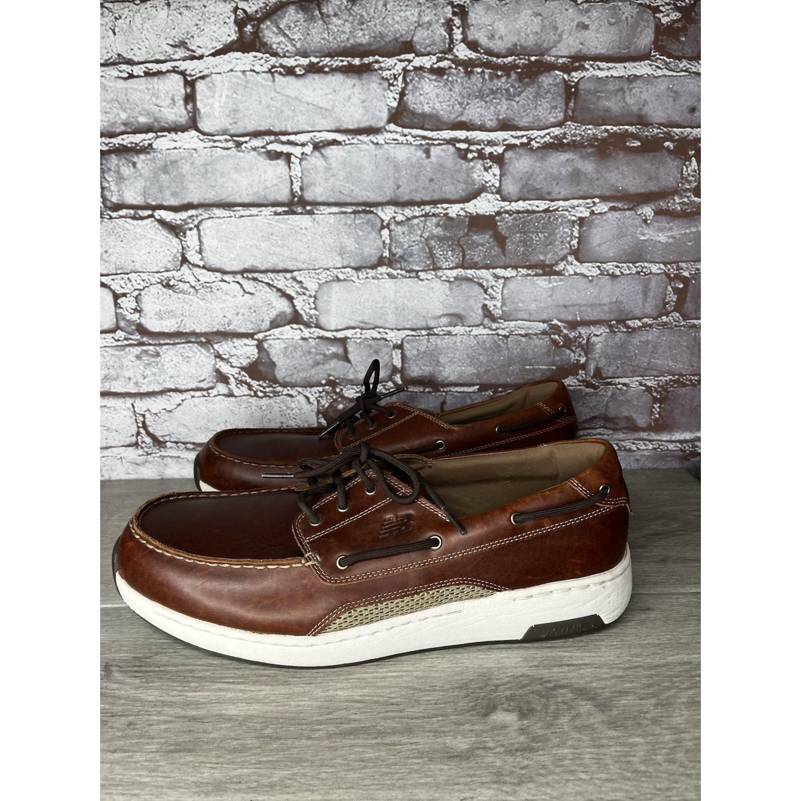 New Balance New Balance Brown Leather Lace Walking Deck Loafers Men Sz 1 Size US 12.5 / EU 45-46 - 17 Thumbnail