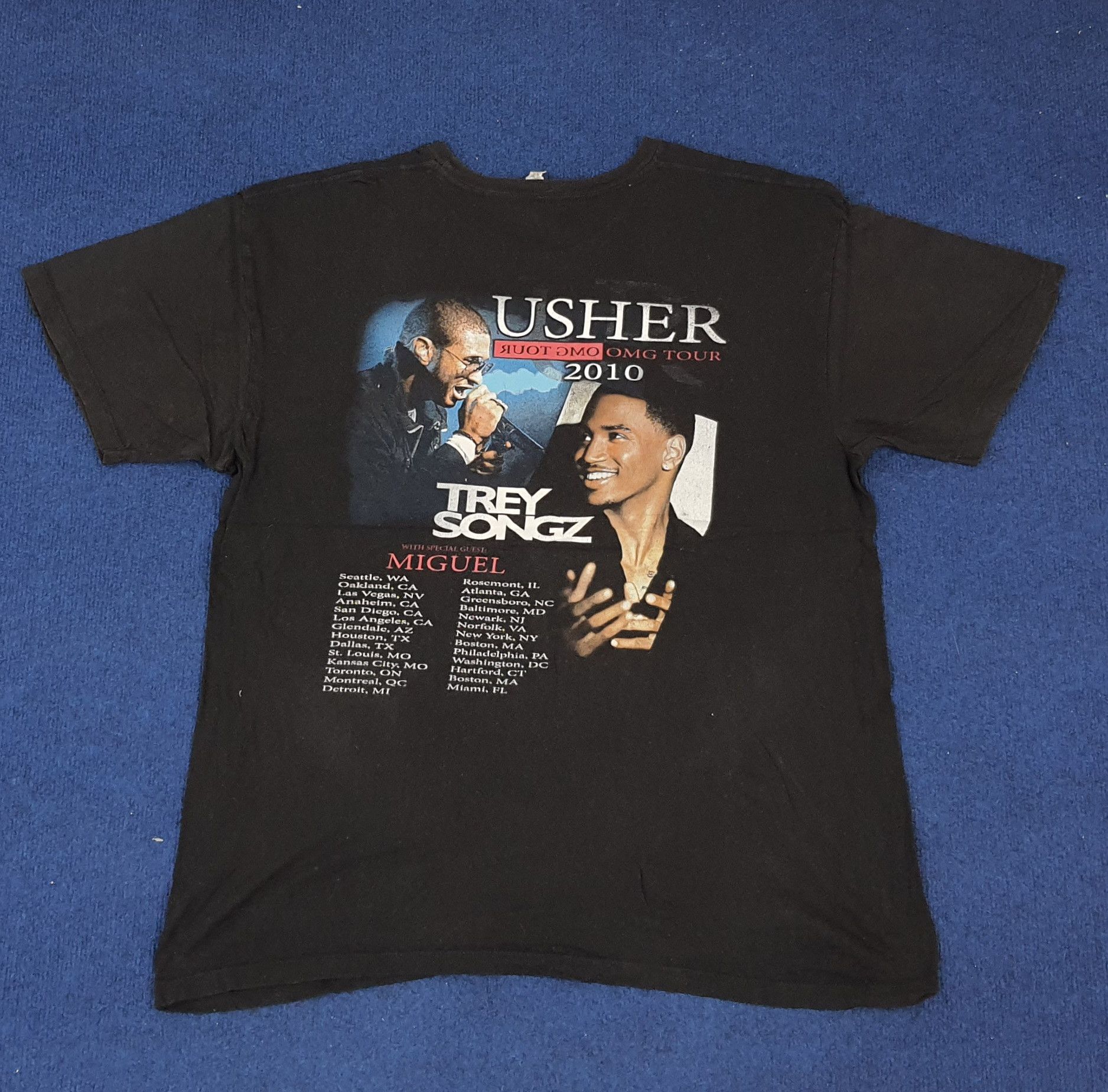 Band Tees × Vintage Vintage USHER OMG Tour 2010 Tshirt Size US L / EU 52-54 / 3 - 3 Thumbnail