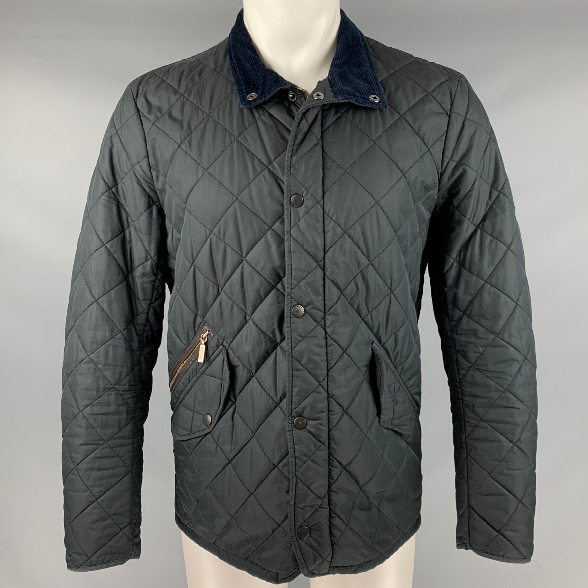 Image of Barbour Black Zip Snaps Jacket, Men's (Size Small)