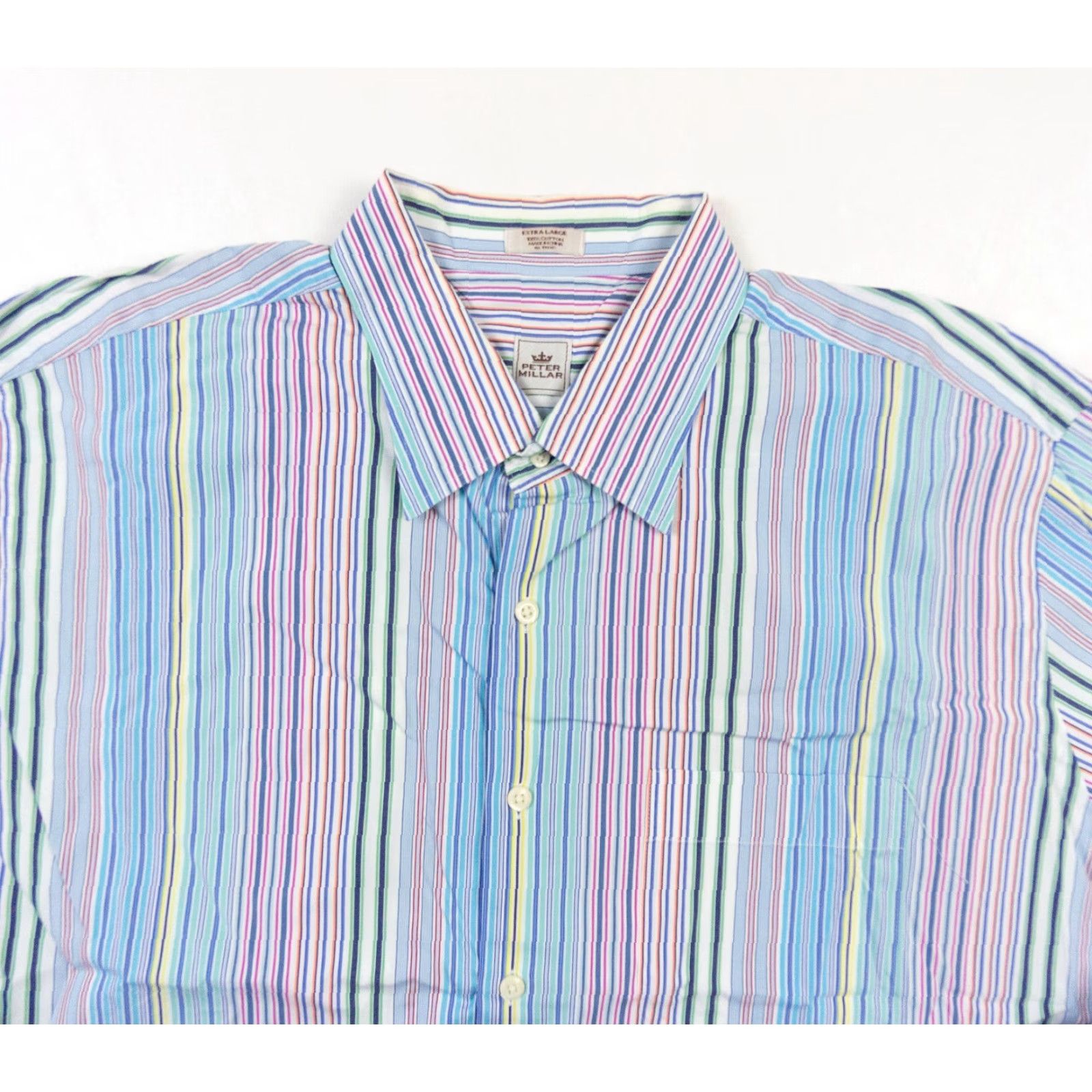 Peter Millar Peter Millar Shirt Mens XL Button-Down Long Sleeve Striped Multicolor Cotton Preppy Colorful Mens Size US XL / EU 56 / 4 - 2 Thumbnail