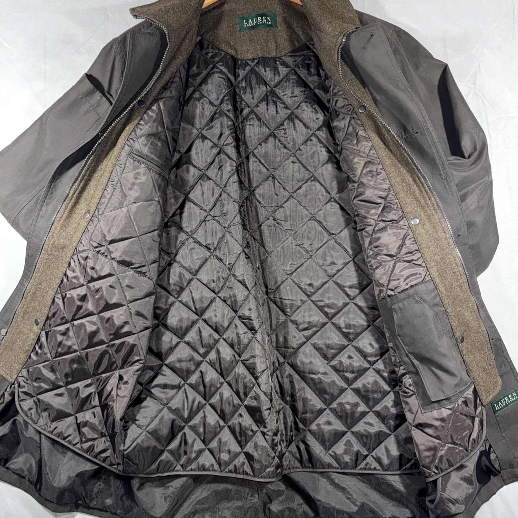 Ralph Lauren Lauren Ralph Coat Mens 40 Brown Long Rain Overcoat Quilted Liner Warm Size US XXS / EU 40 - 6 Thumbnail